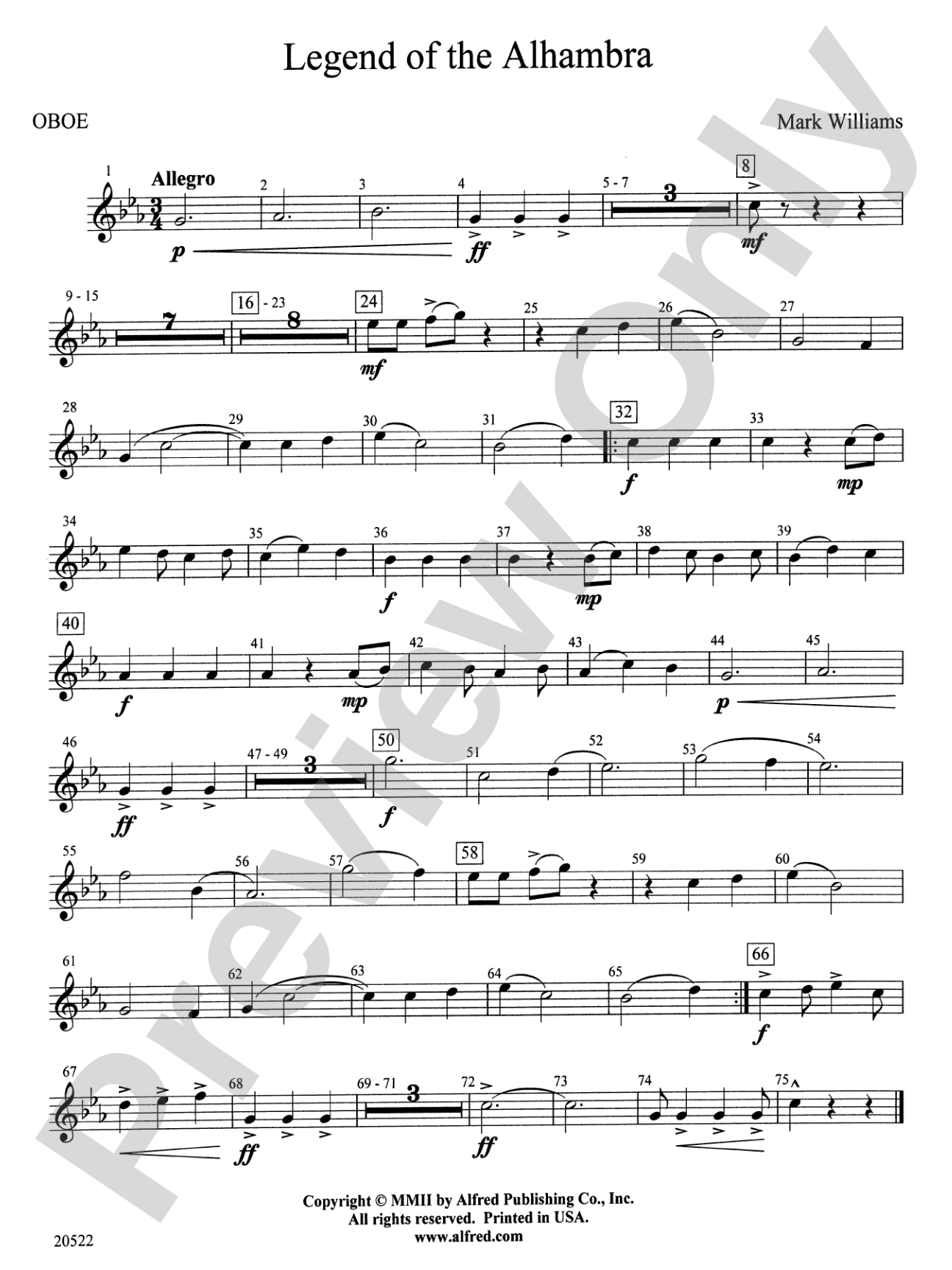 Legend of the Alhambra: Oboe