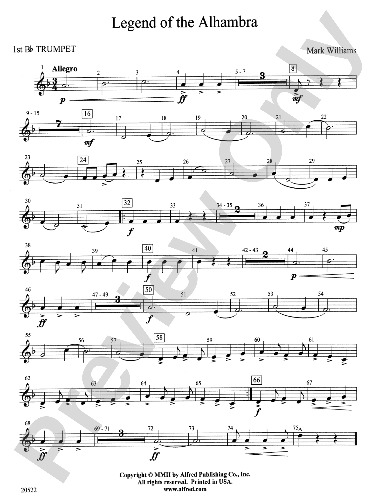 Legend of the Alhambra: 1st B-flat Trumpet