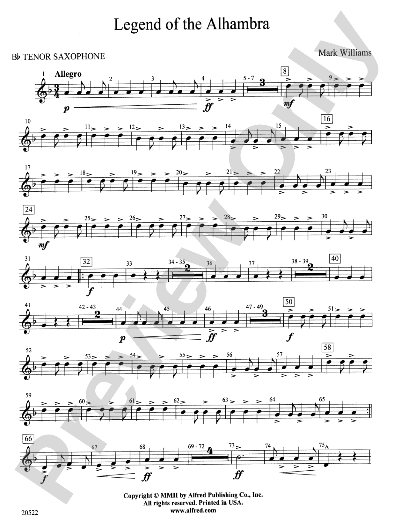 Legend of the Alhambra: B-flat Tenor Saxophone