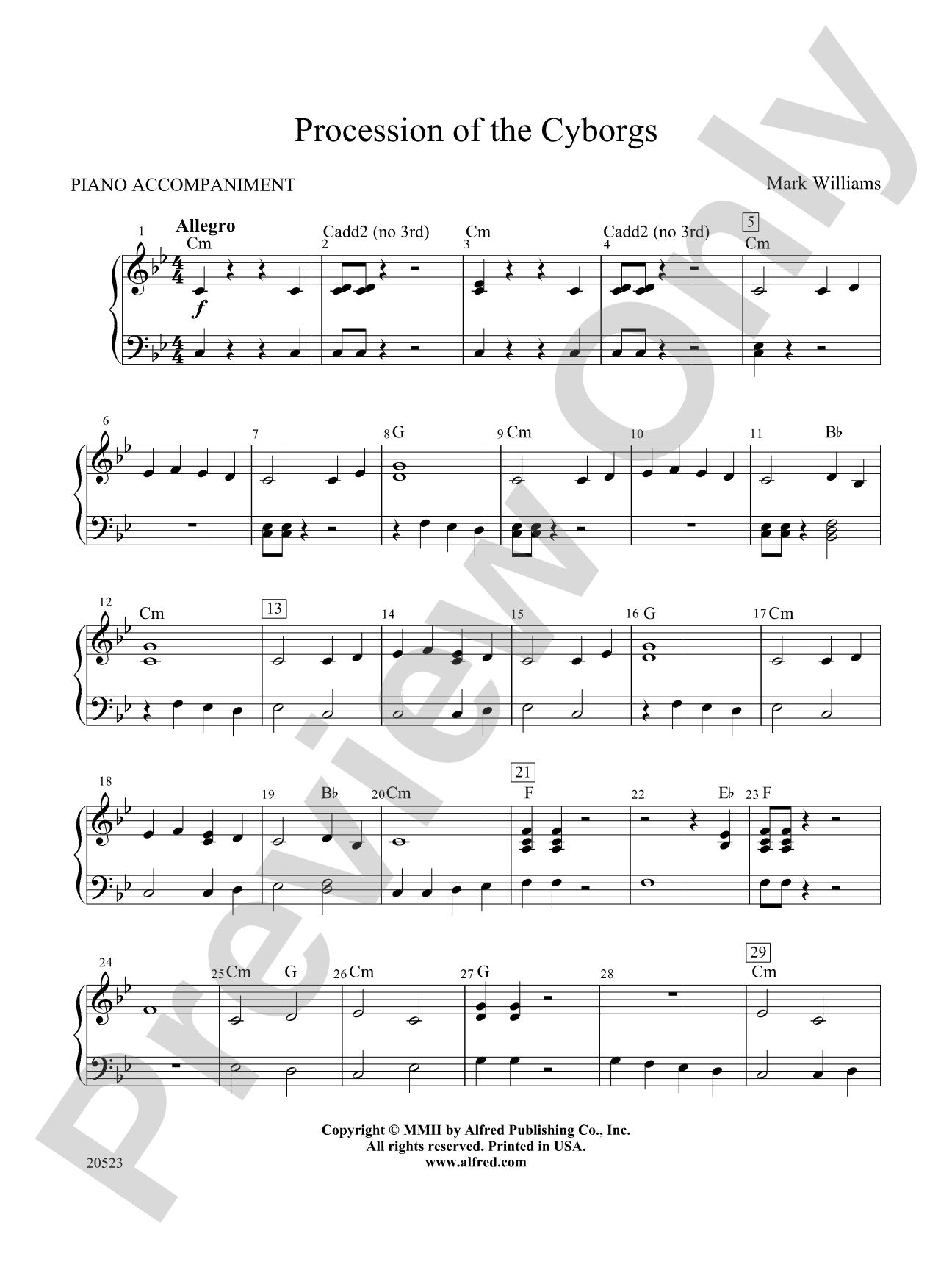 Procession of the Cyborgs: Piano Accompaniment