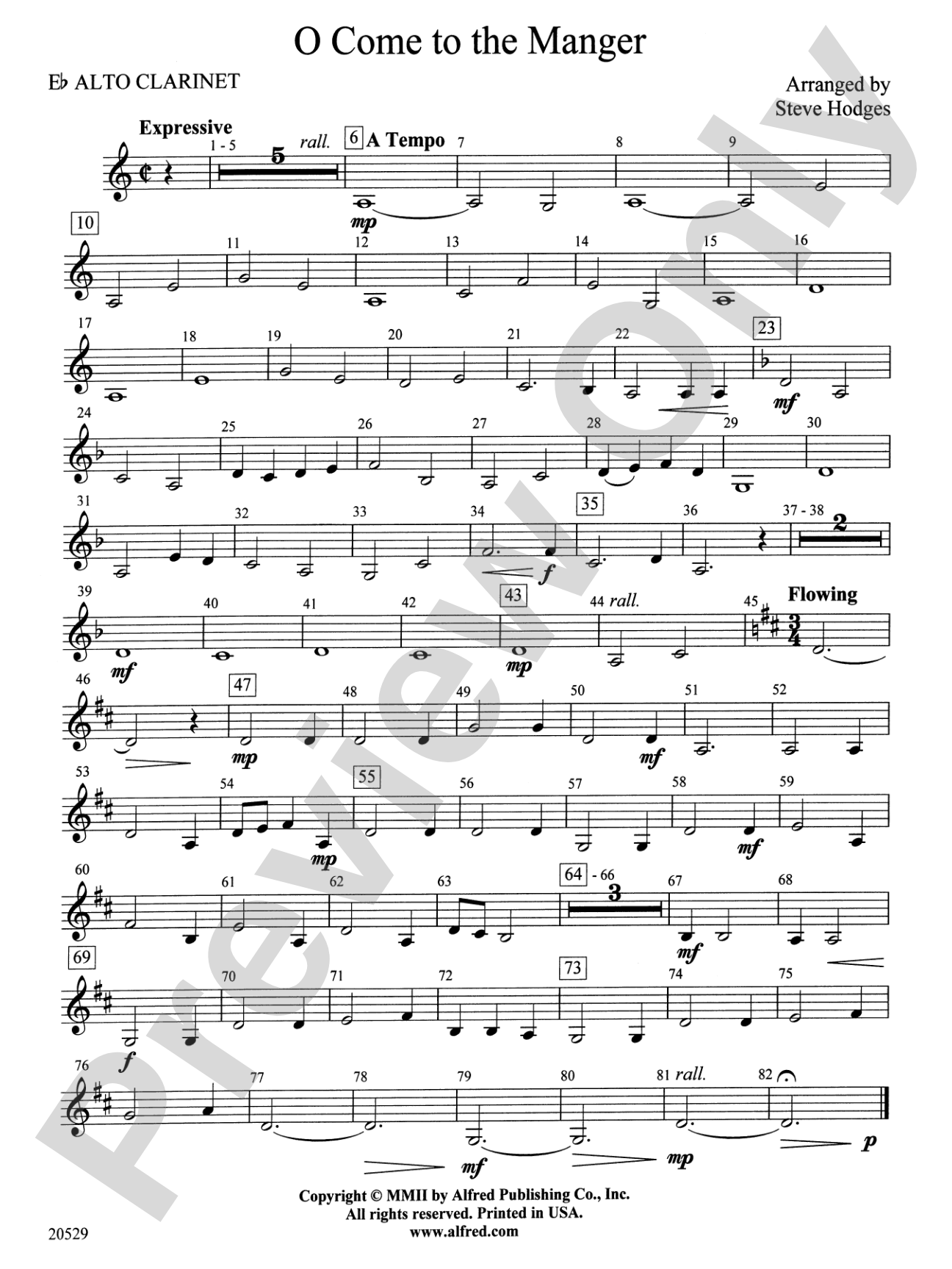 O Come to the Manger: E-flat Alto Clarinet