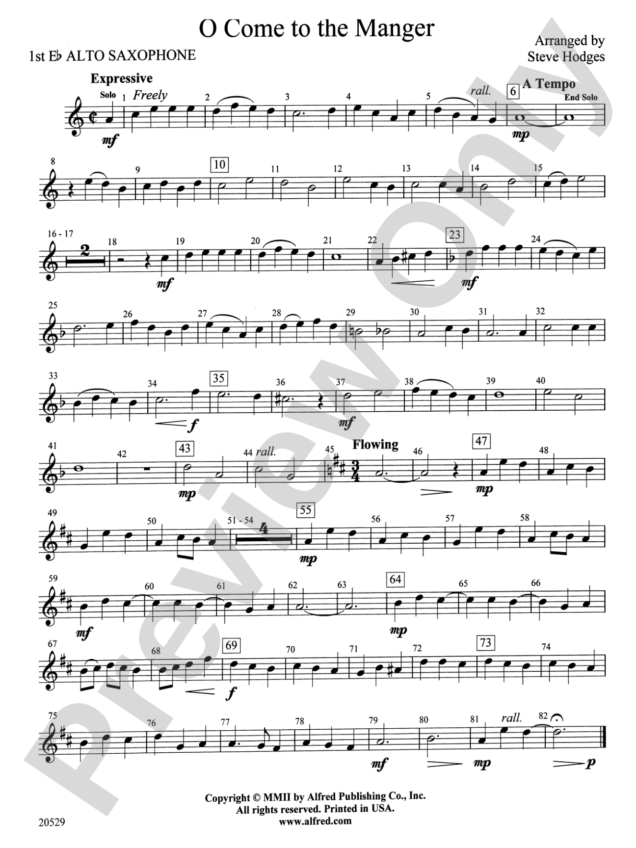 O Come to the Manger: E-flat Alto Saxophone
