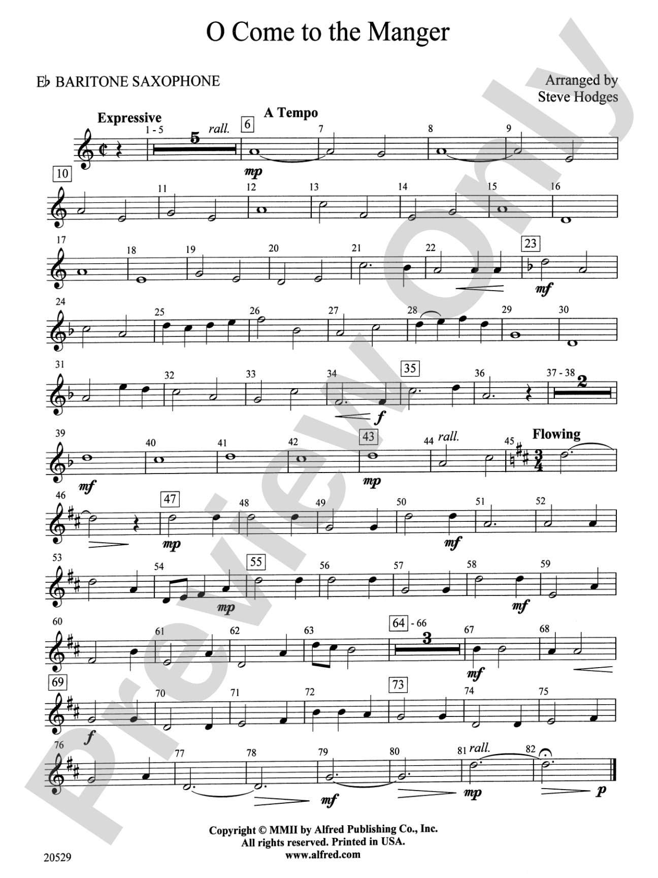 O Come to the Manger: E-flat Baritone Saxophone