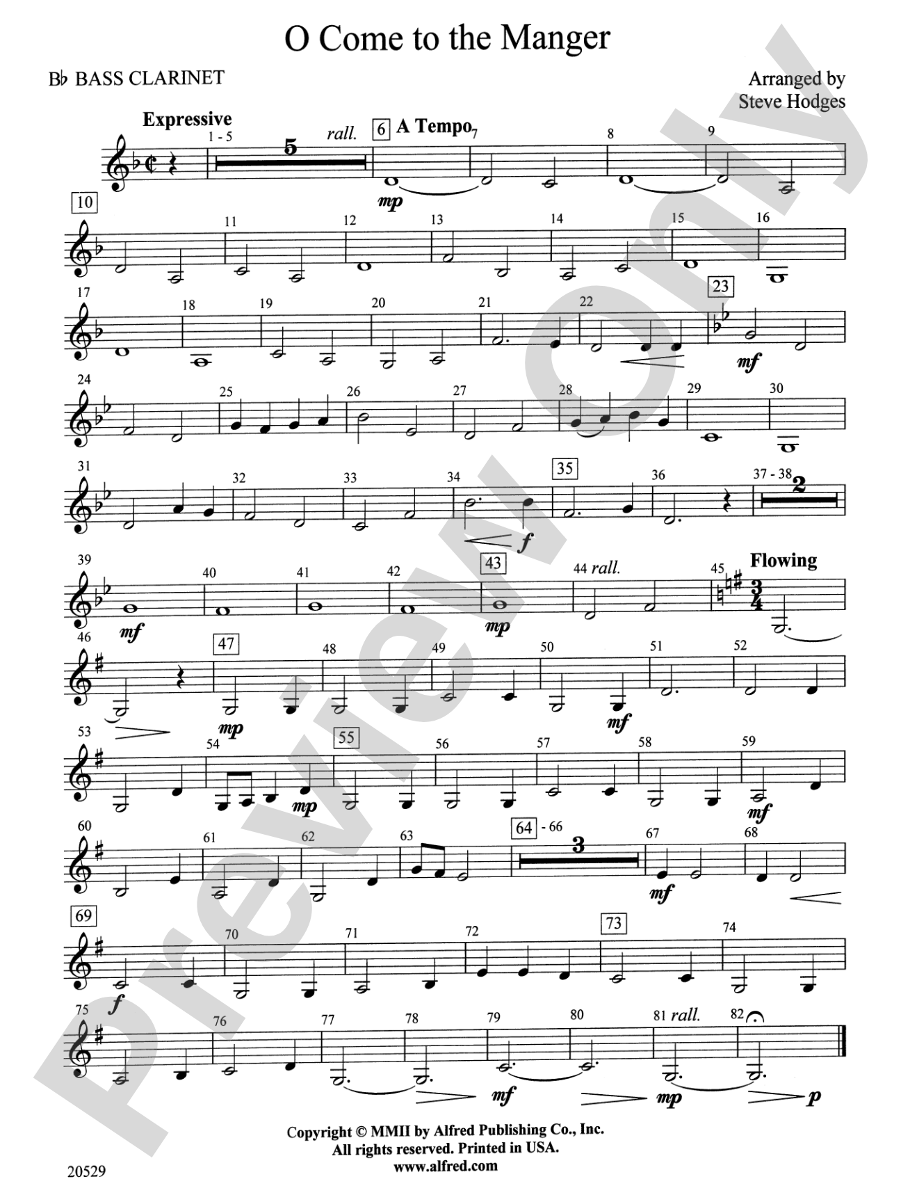 O Come to the Manger: B-flat Bass Clarinet