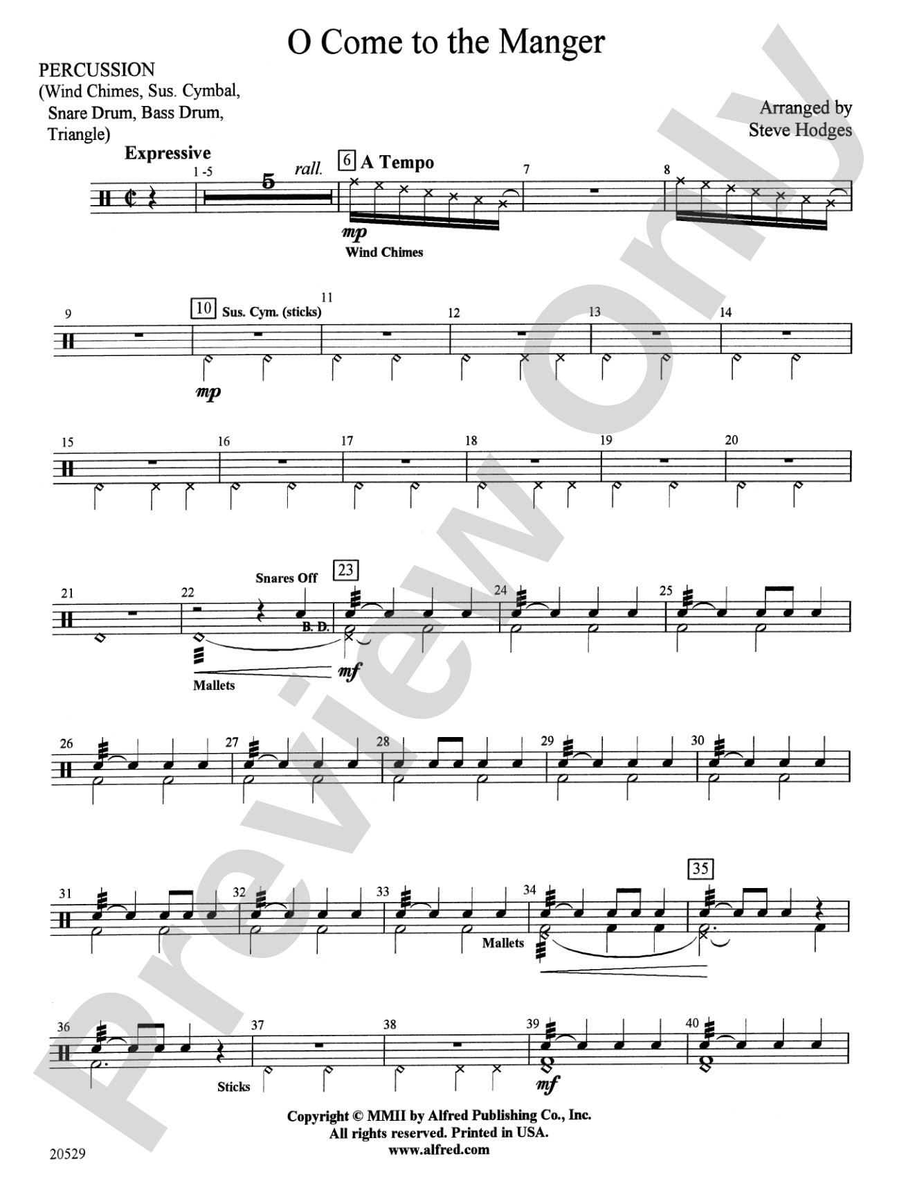 O Come to the Manger: 1st Percussion