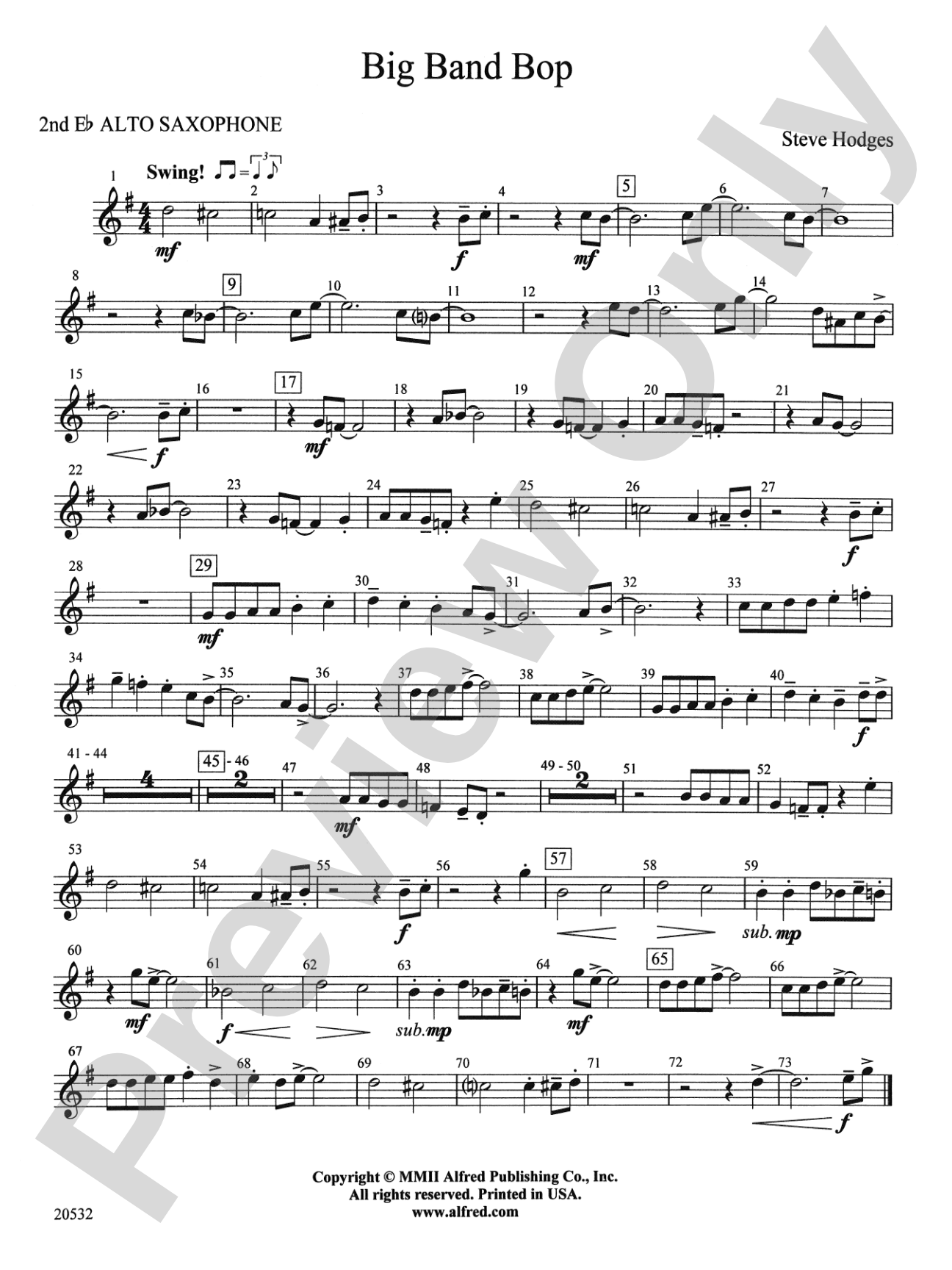 Big Band Bop: 2nd E-flat Alto Saxophone