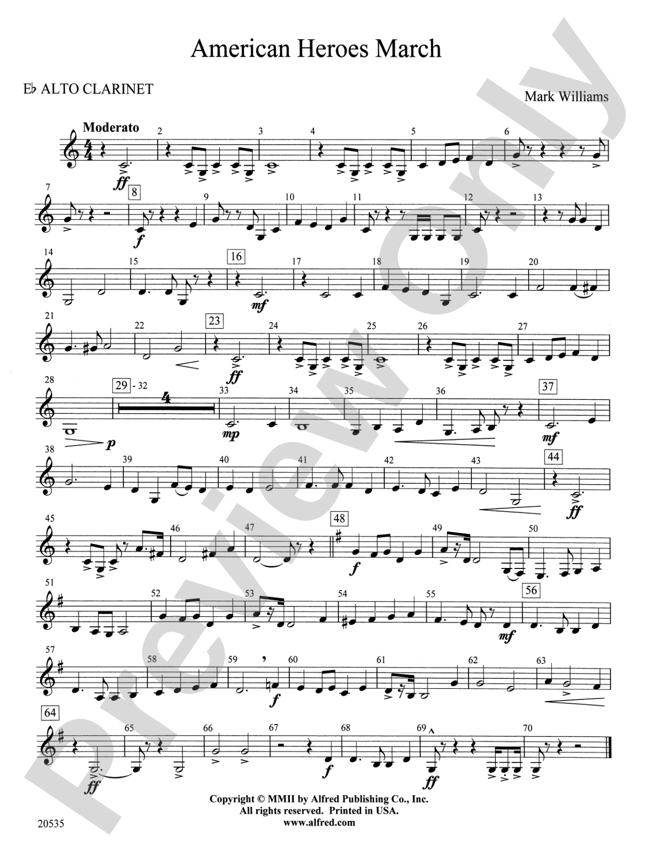 American Heroes March: E-flat Alto Clarinet