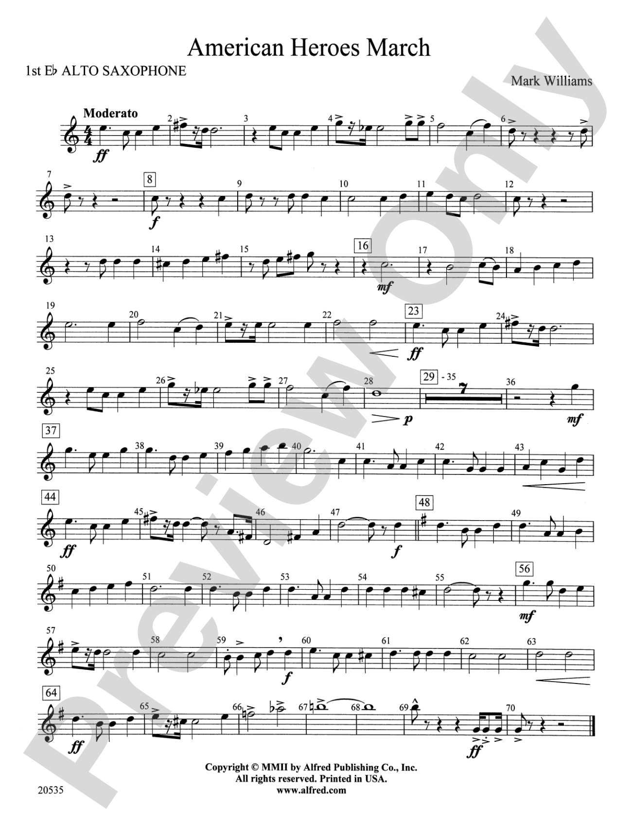 American Heroes March: E-flat Alto Saxophone