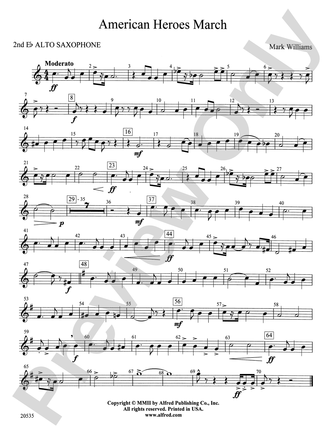 American Heroes March: 2nd E-flat Alto Saxophone