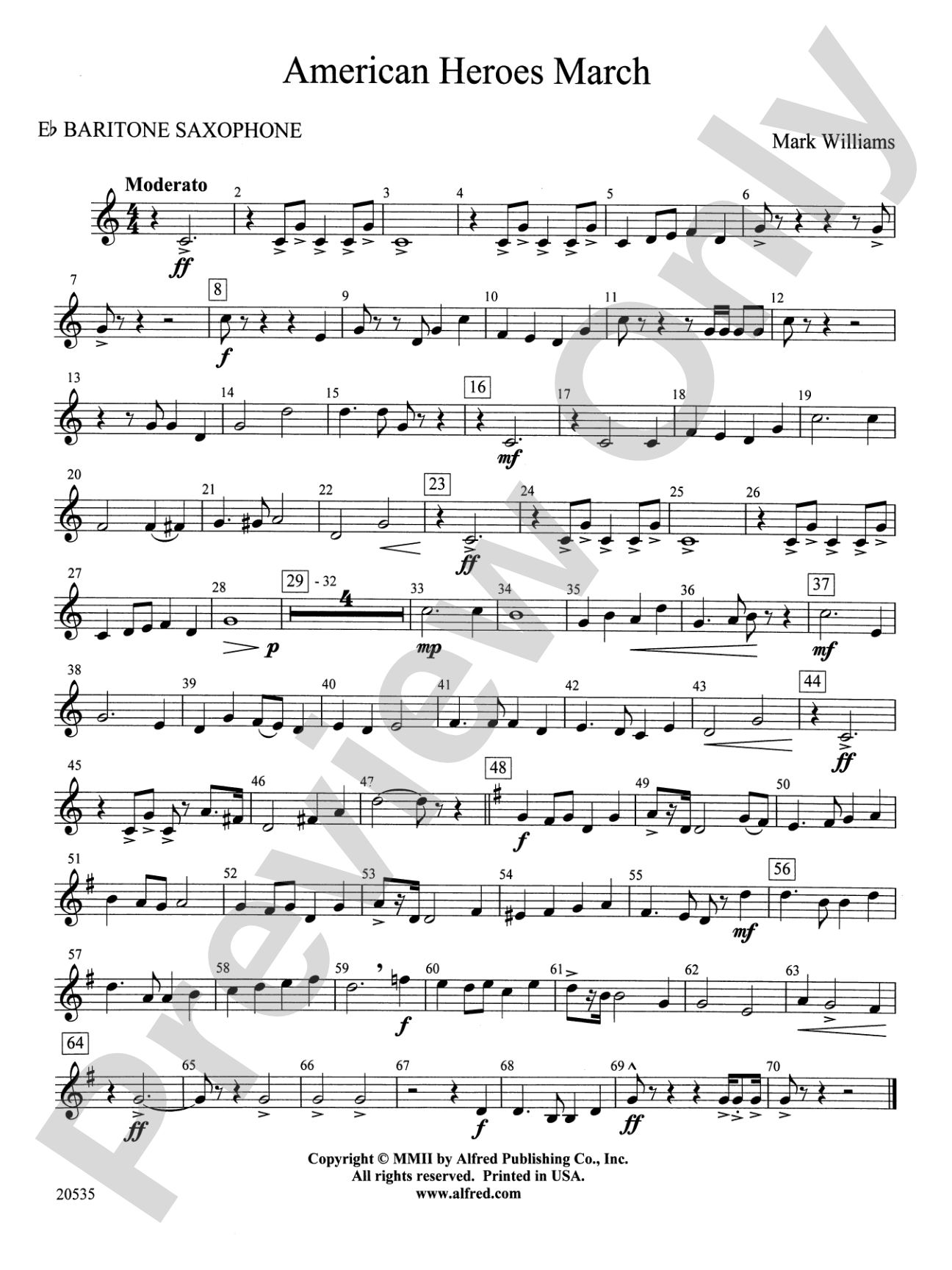 American Heroes March: E-flat Baritone Saxophone