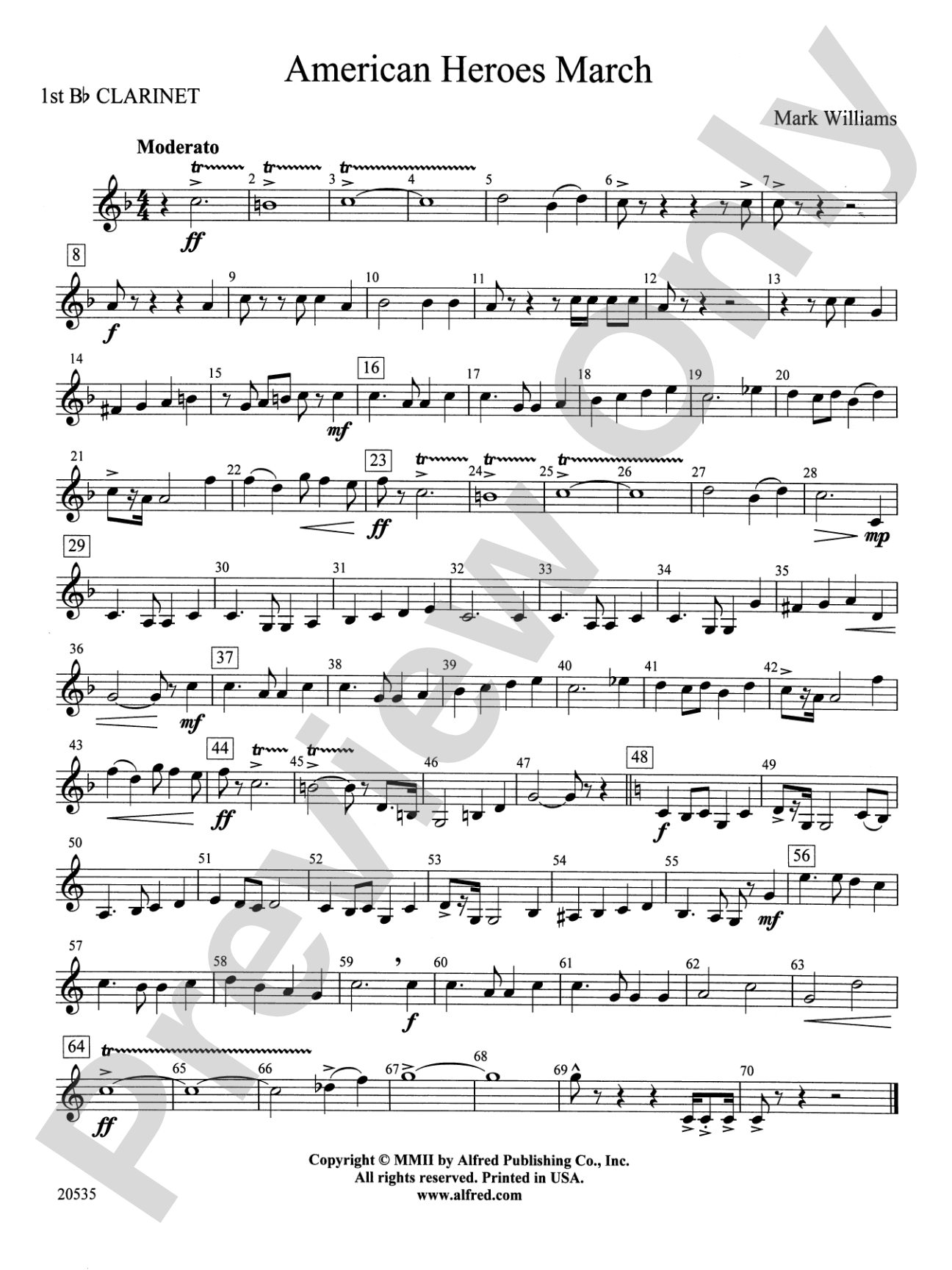 American Heroes March: 1st B-flat Clarinet