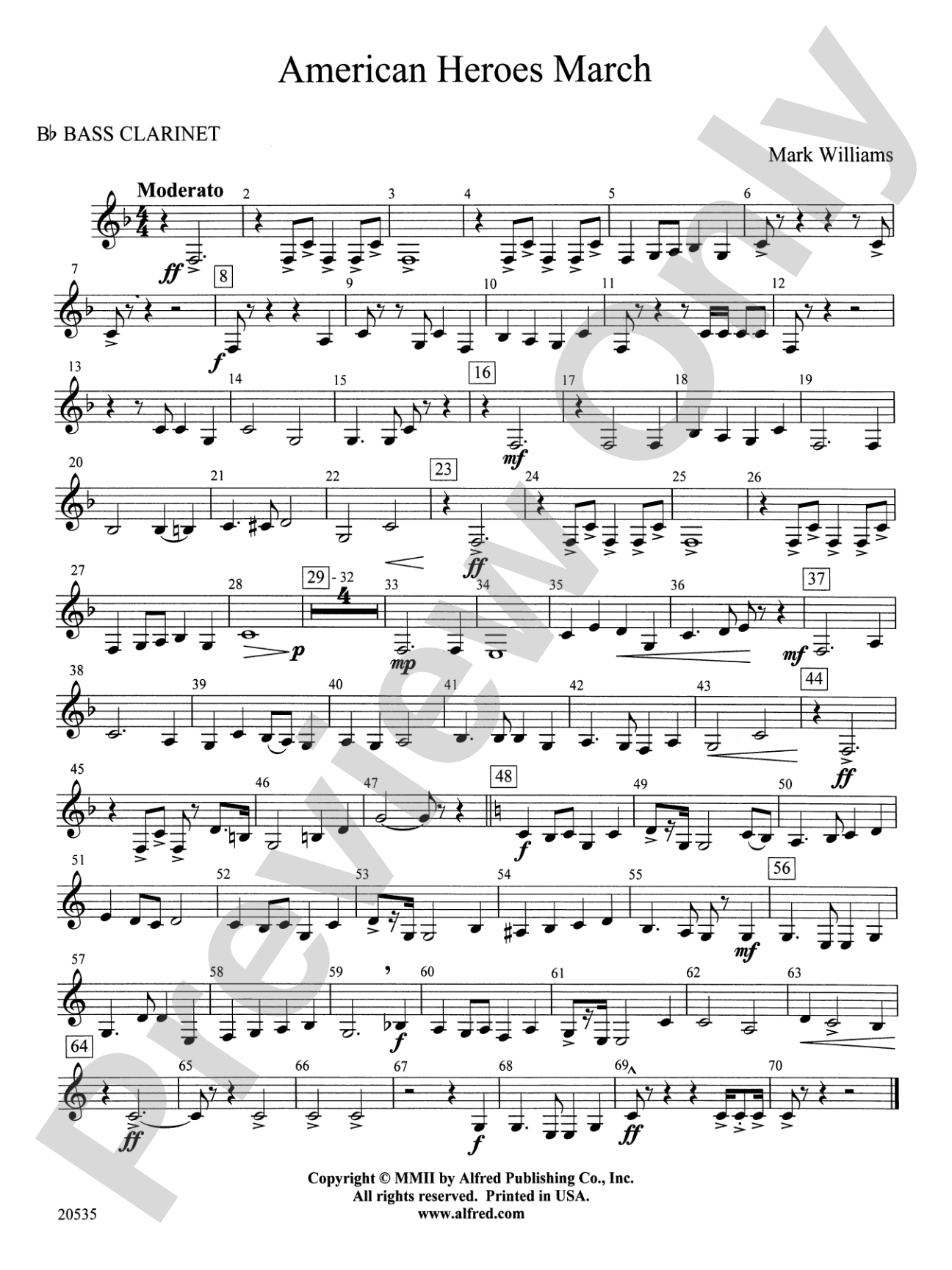 American Heroes March: B-flat Bass Clarinet