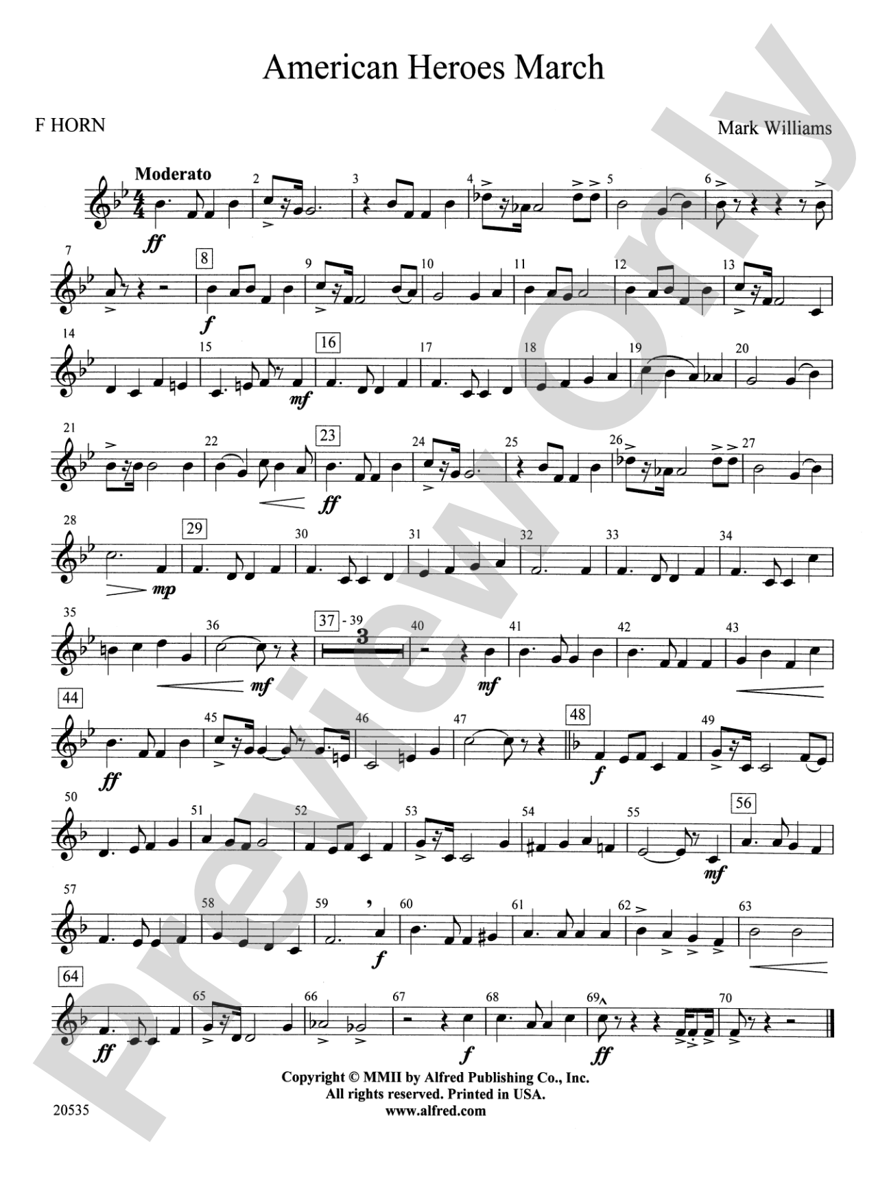 American Heroes March: 1st F Horn