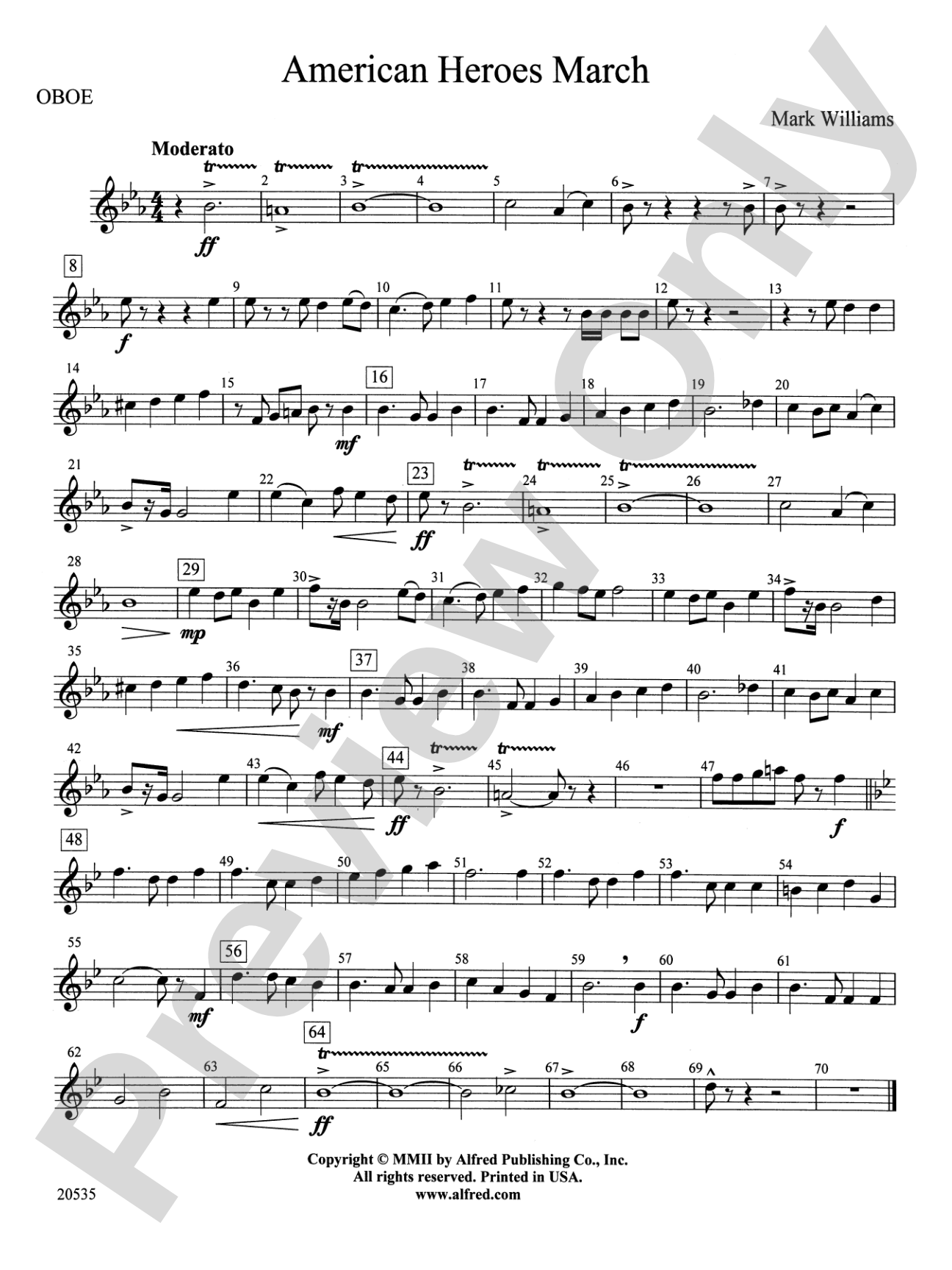 American Heroes March: Oboe