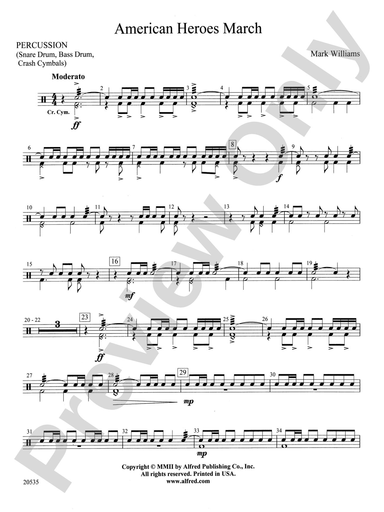 American Heroes March: 1st Percussion