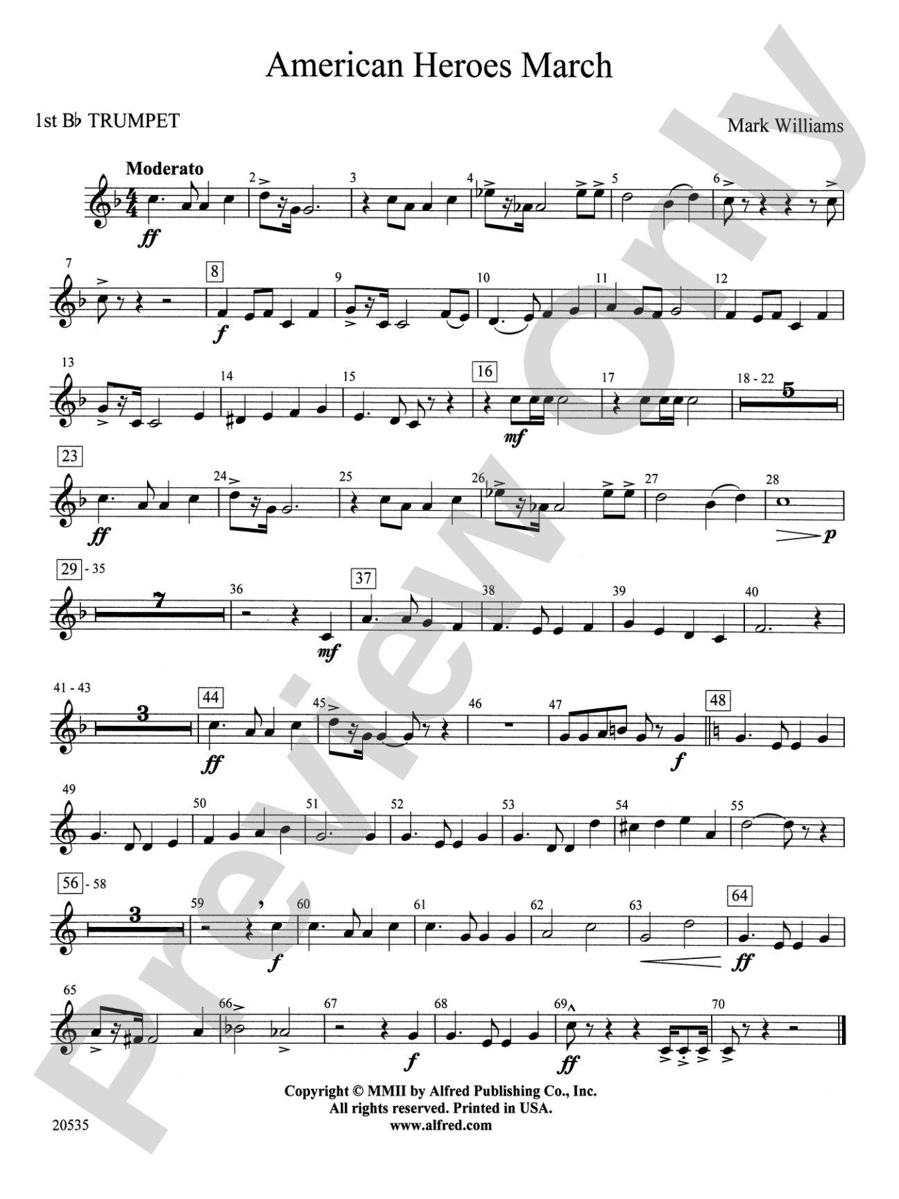 American Heroes March: 1st B-flat Trumpet