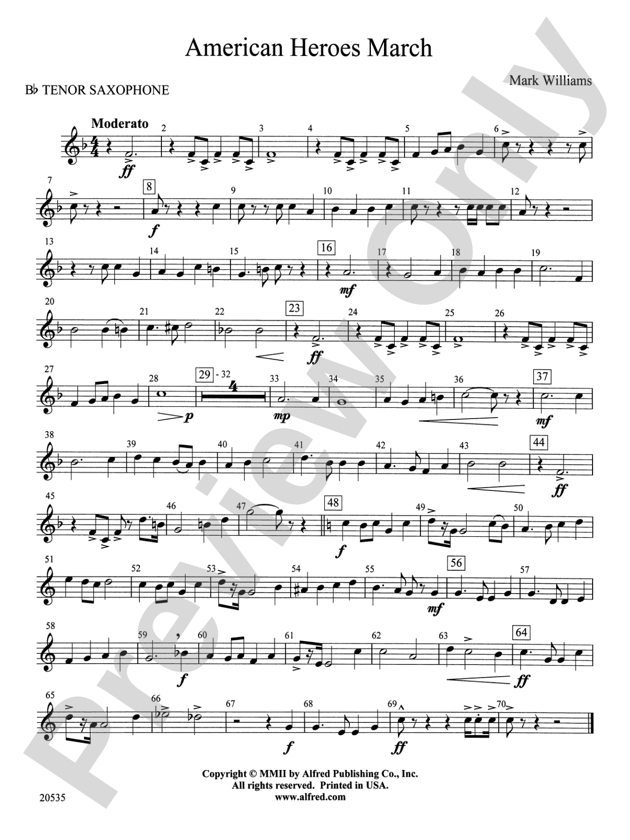 American Heroes March: B-flat Tenor Saxophone