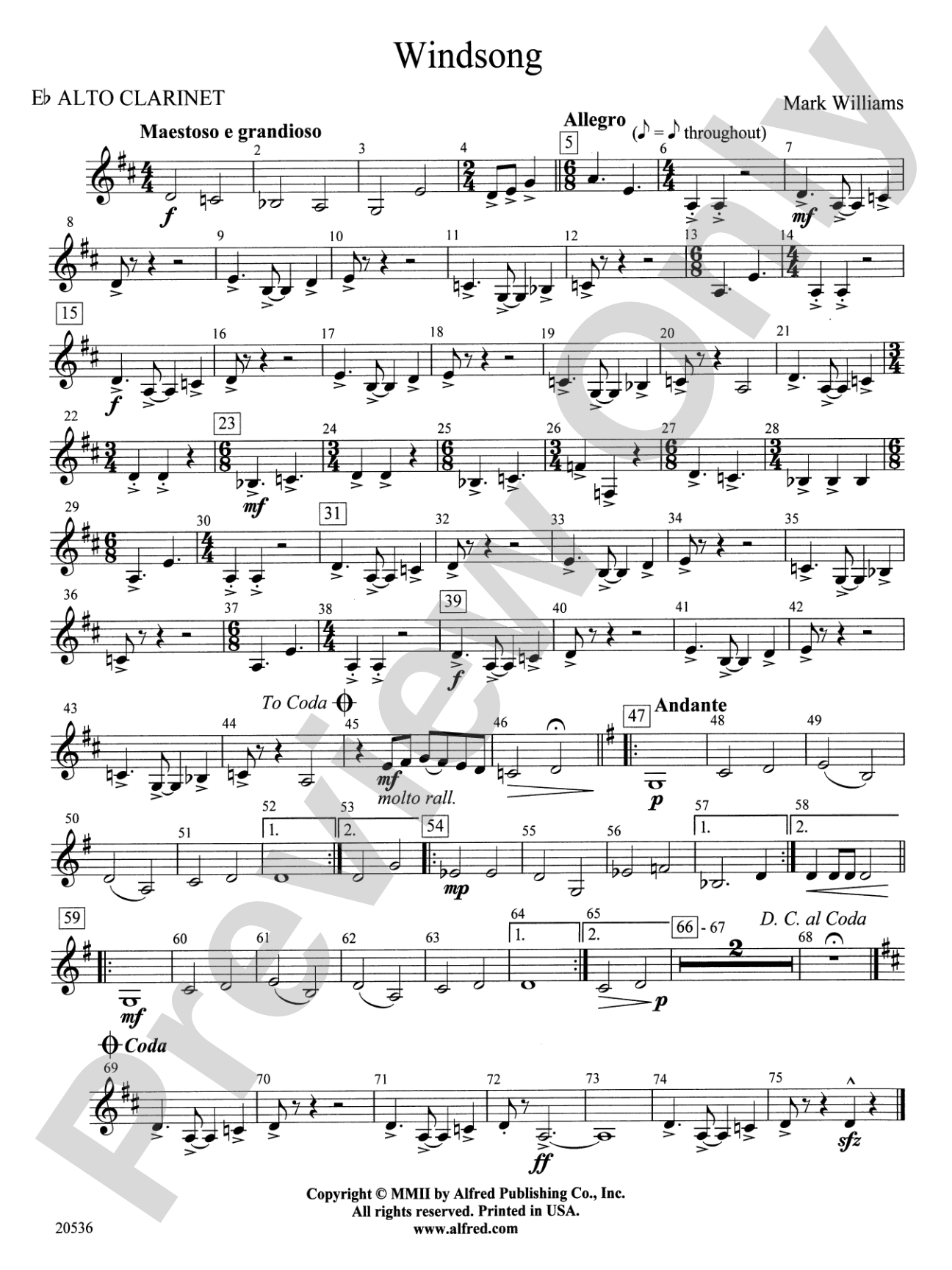 Windsong: E-flat Alto Clarinet