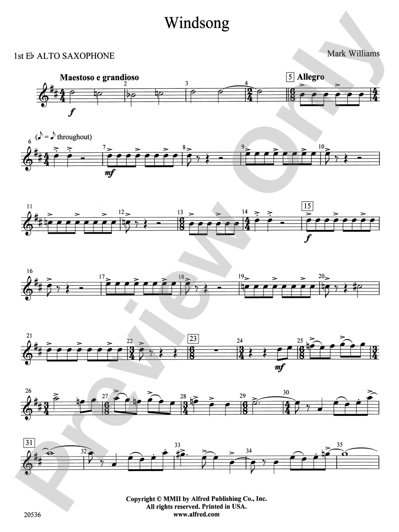 Windsong: E-flat Alto Saxophone