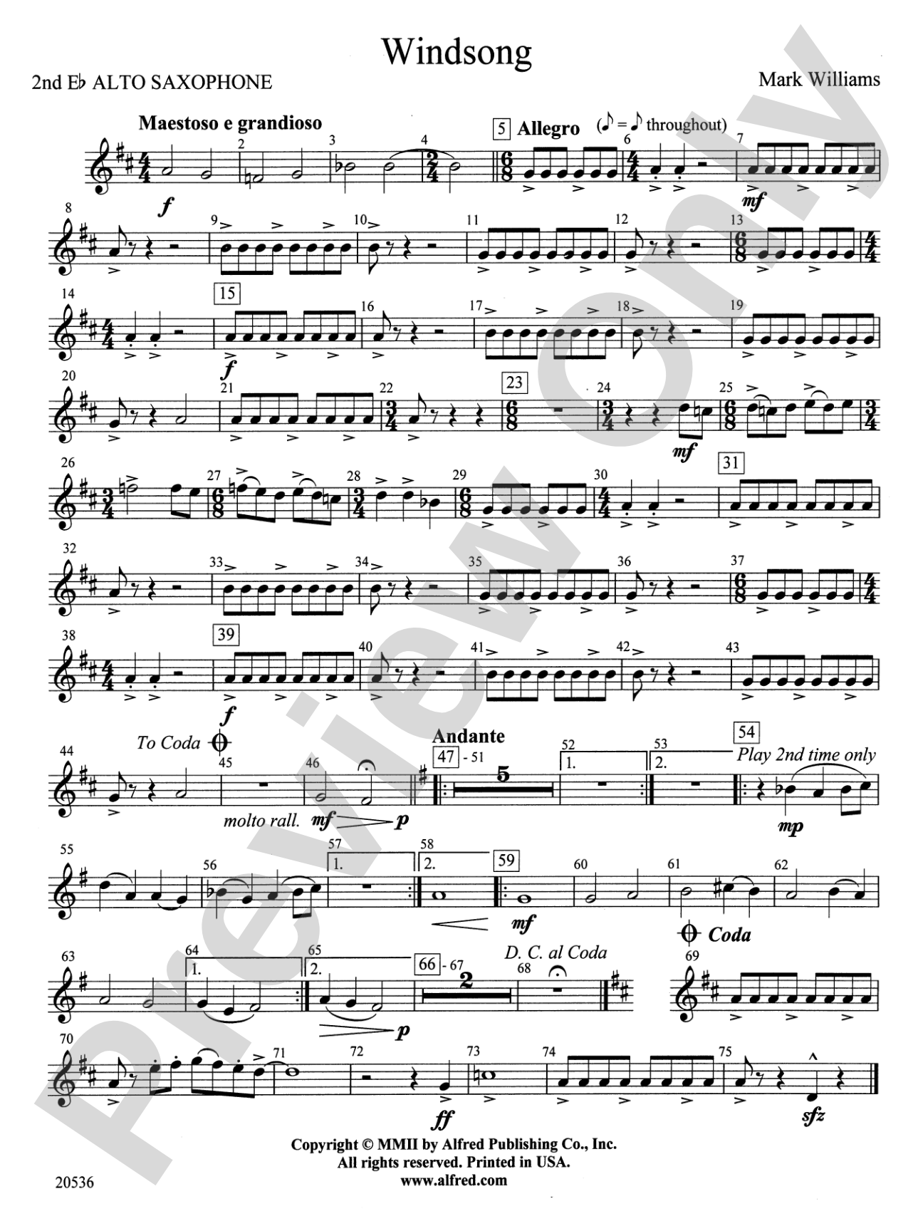 Windsong: 2nd E-flat Alto Saxophone