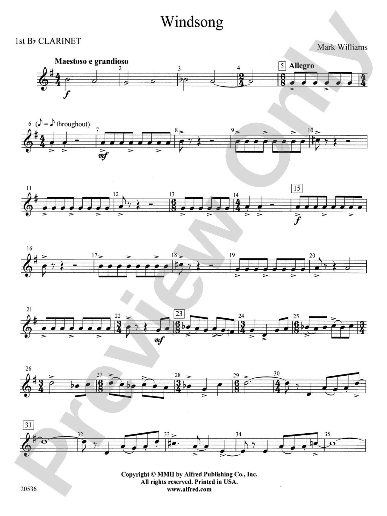 Windsong: 1st B-flat Clarinet