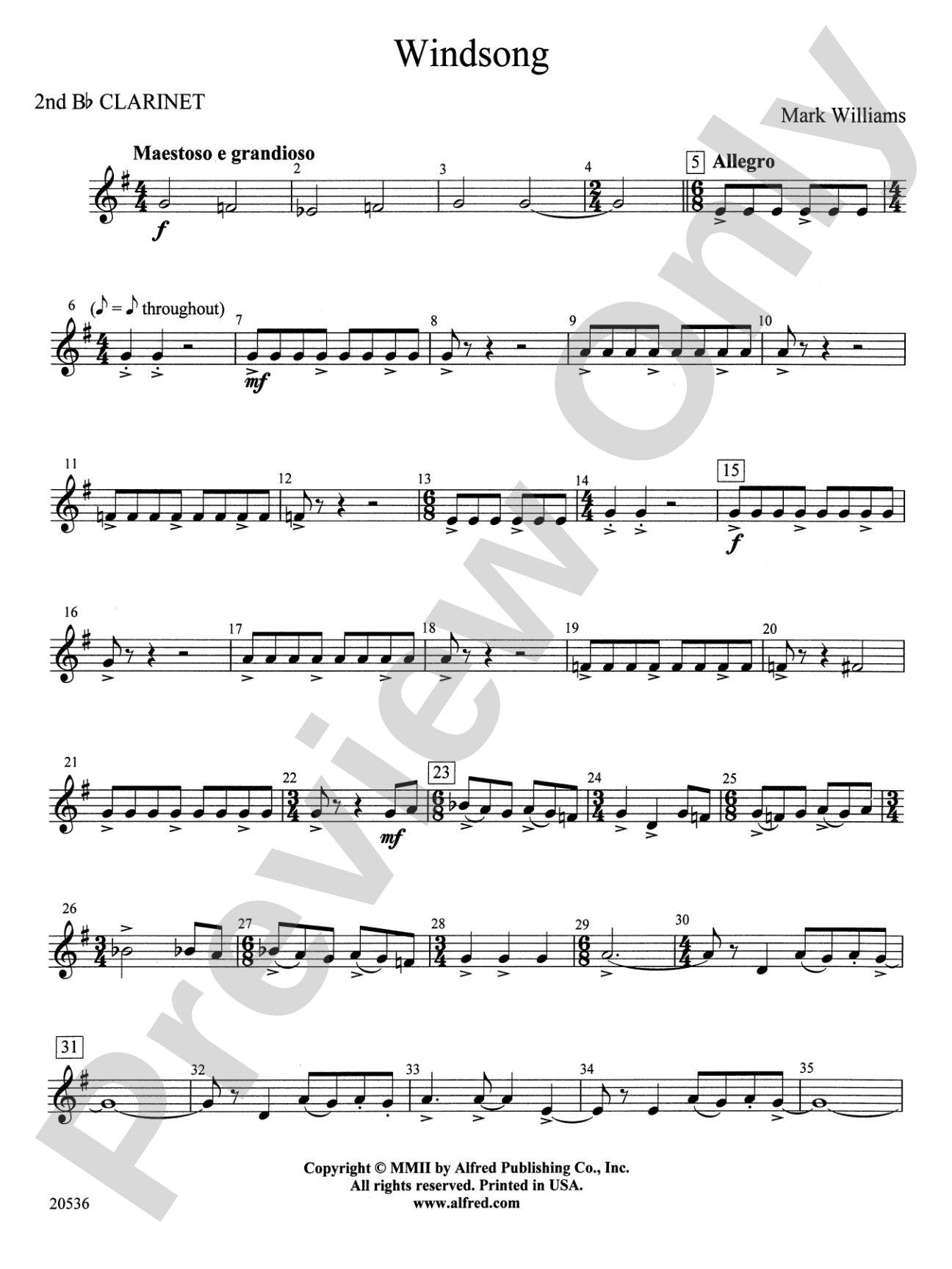 Windsong: 2nd B-flat Clarinet