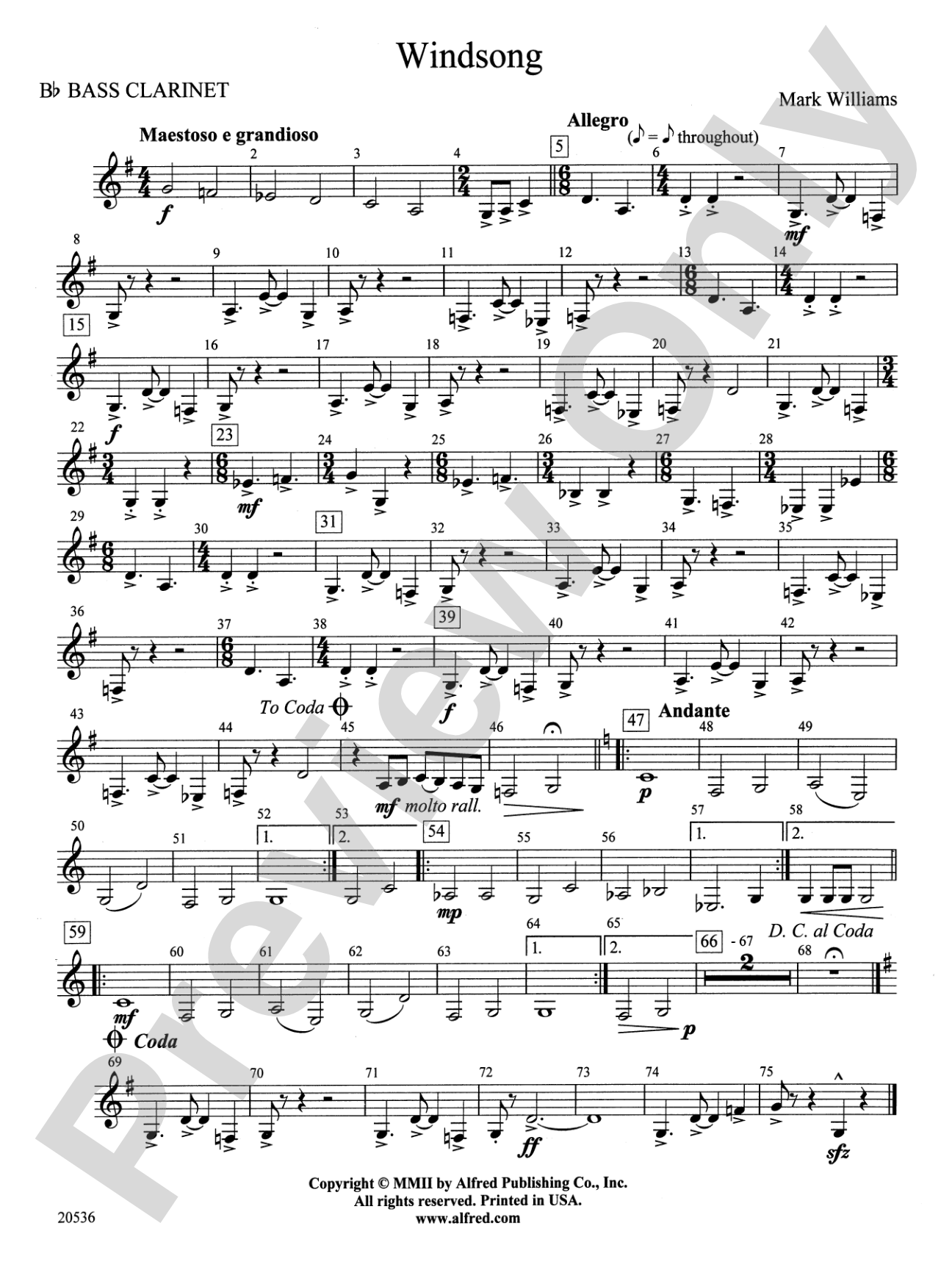 Windsong: B-flat Bass Clarinet