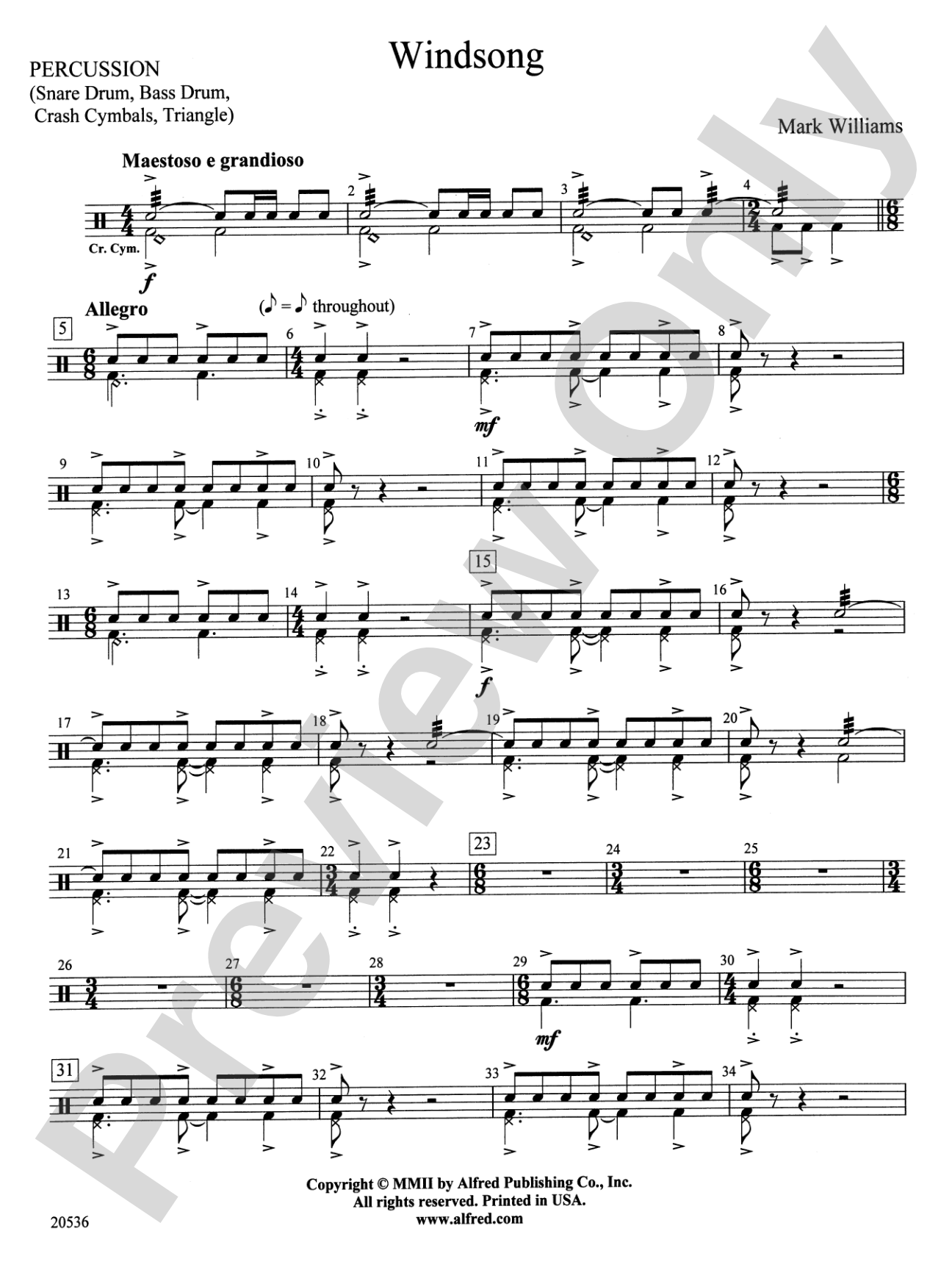 Windsong: 1st Percussion