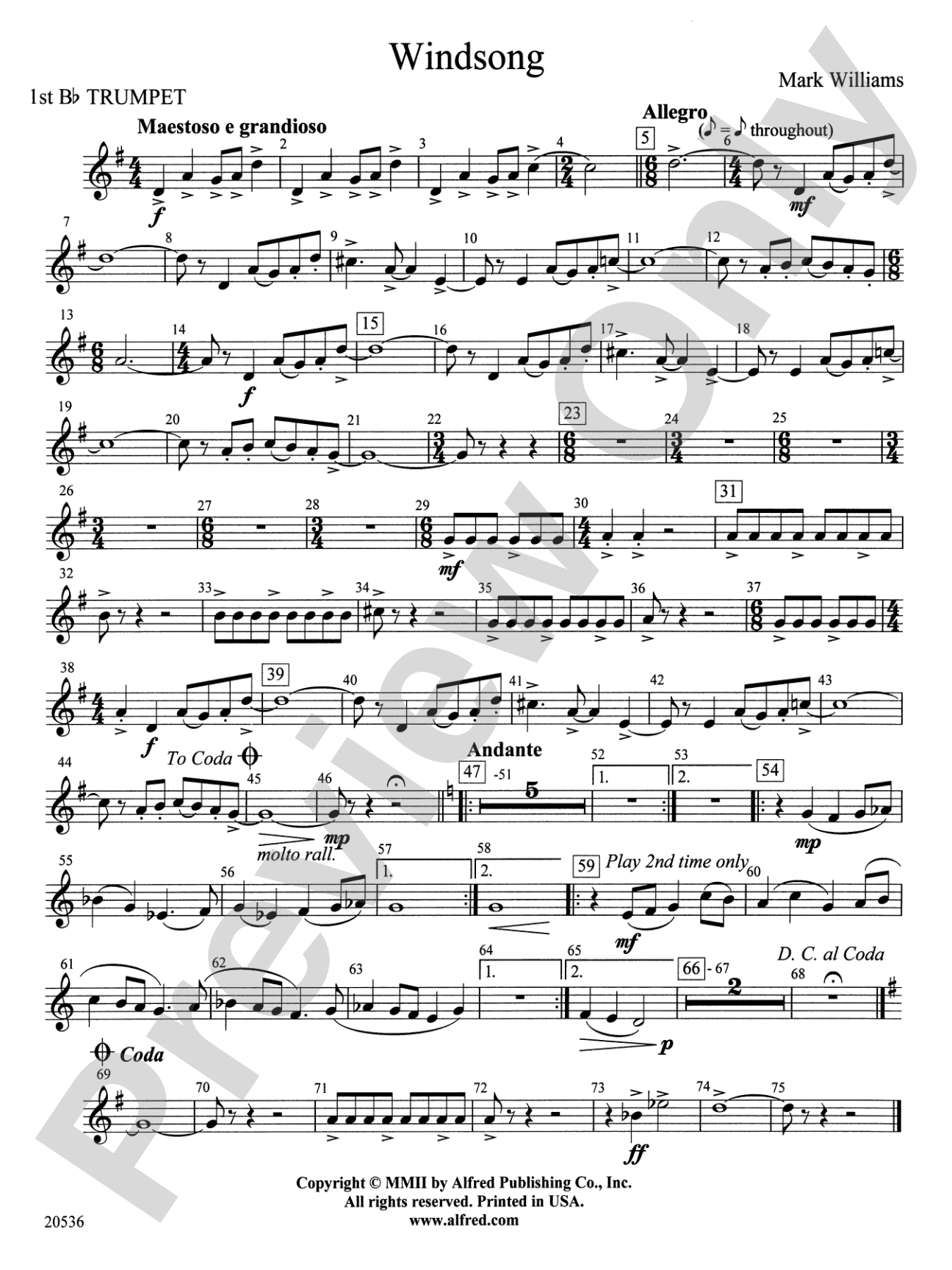 Windsong: 1st B-flat Trumpet