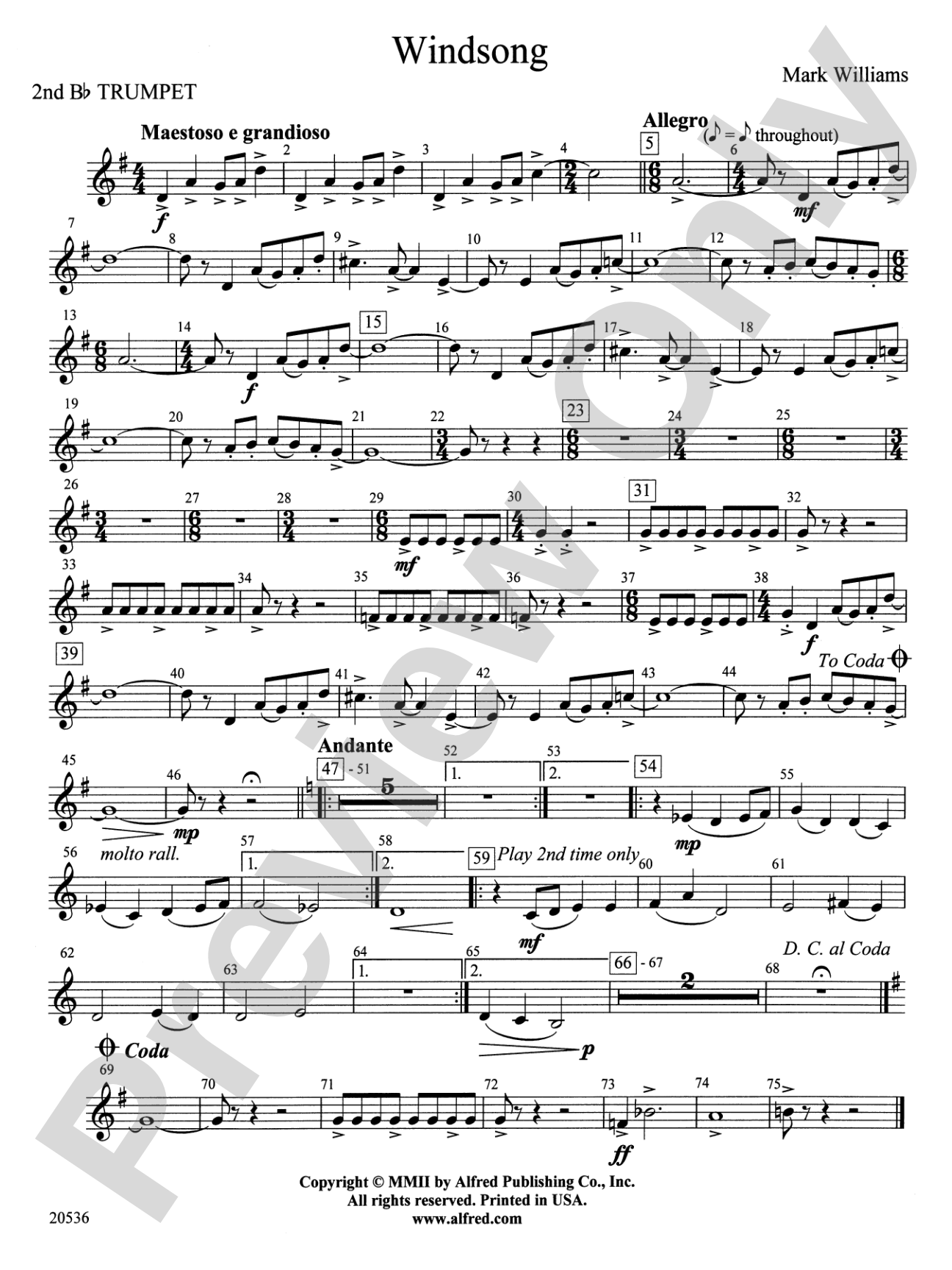 Windsong: 2nd B-flat Trumpet