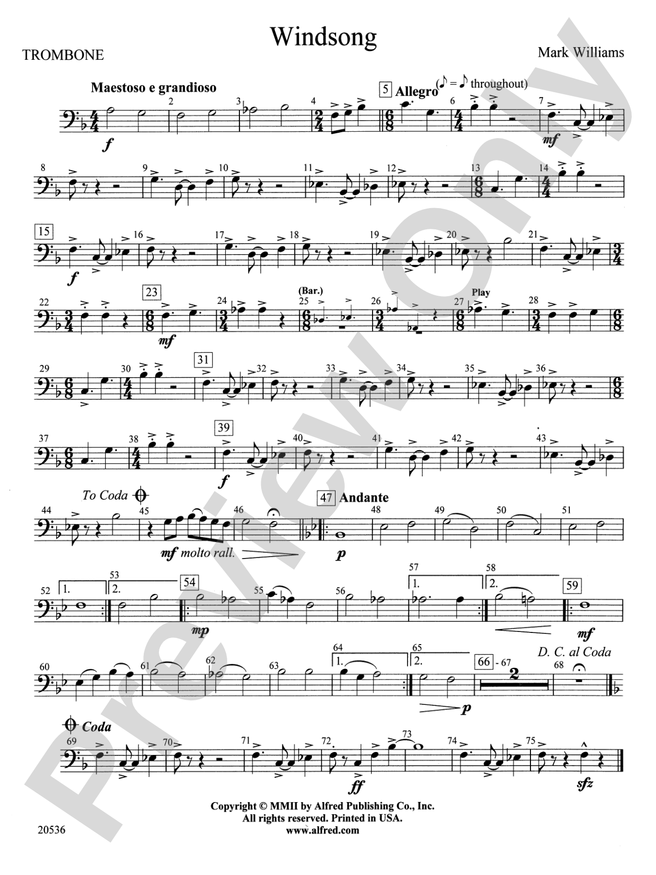 Windsong: 1st Trombone