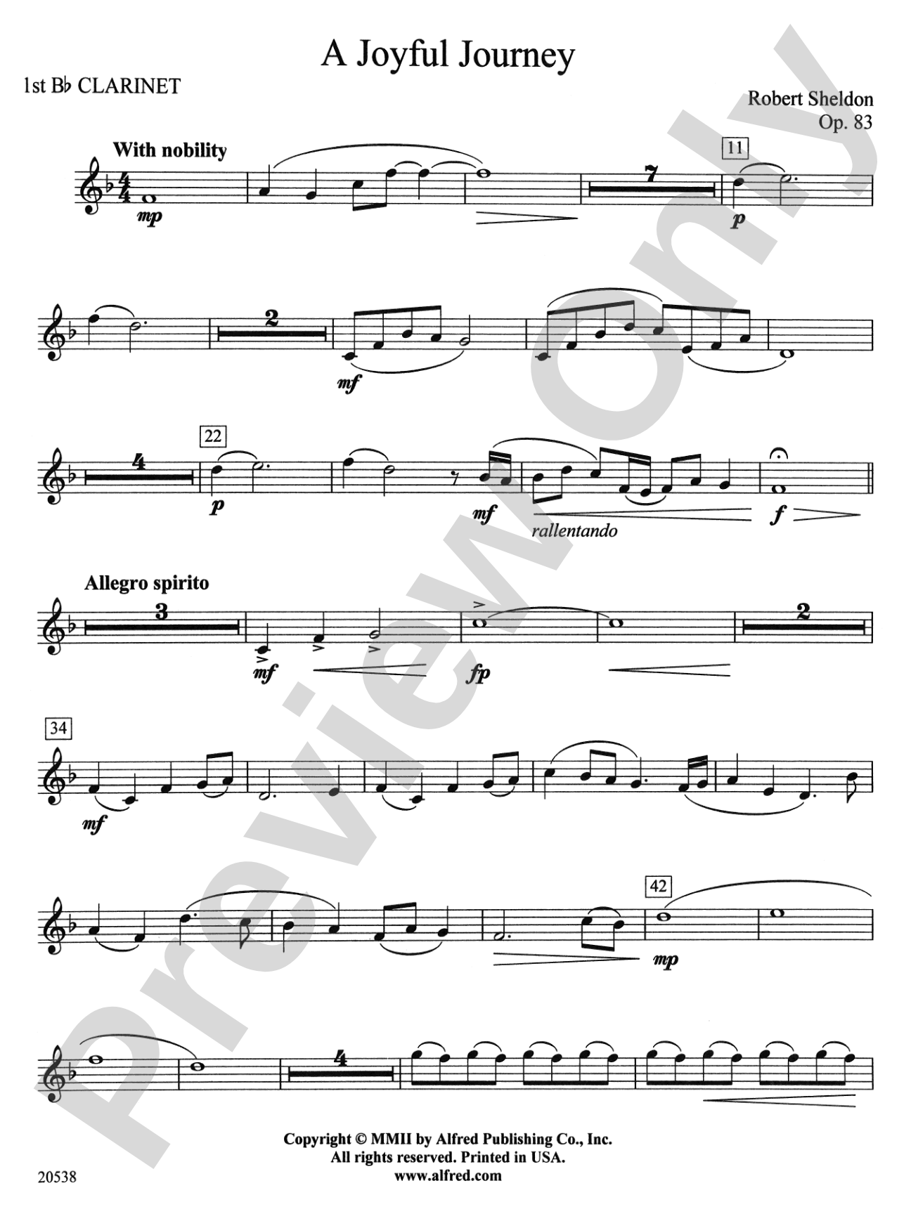 A Joyful Journey: 1st B-flat Clarinet