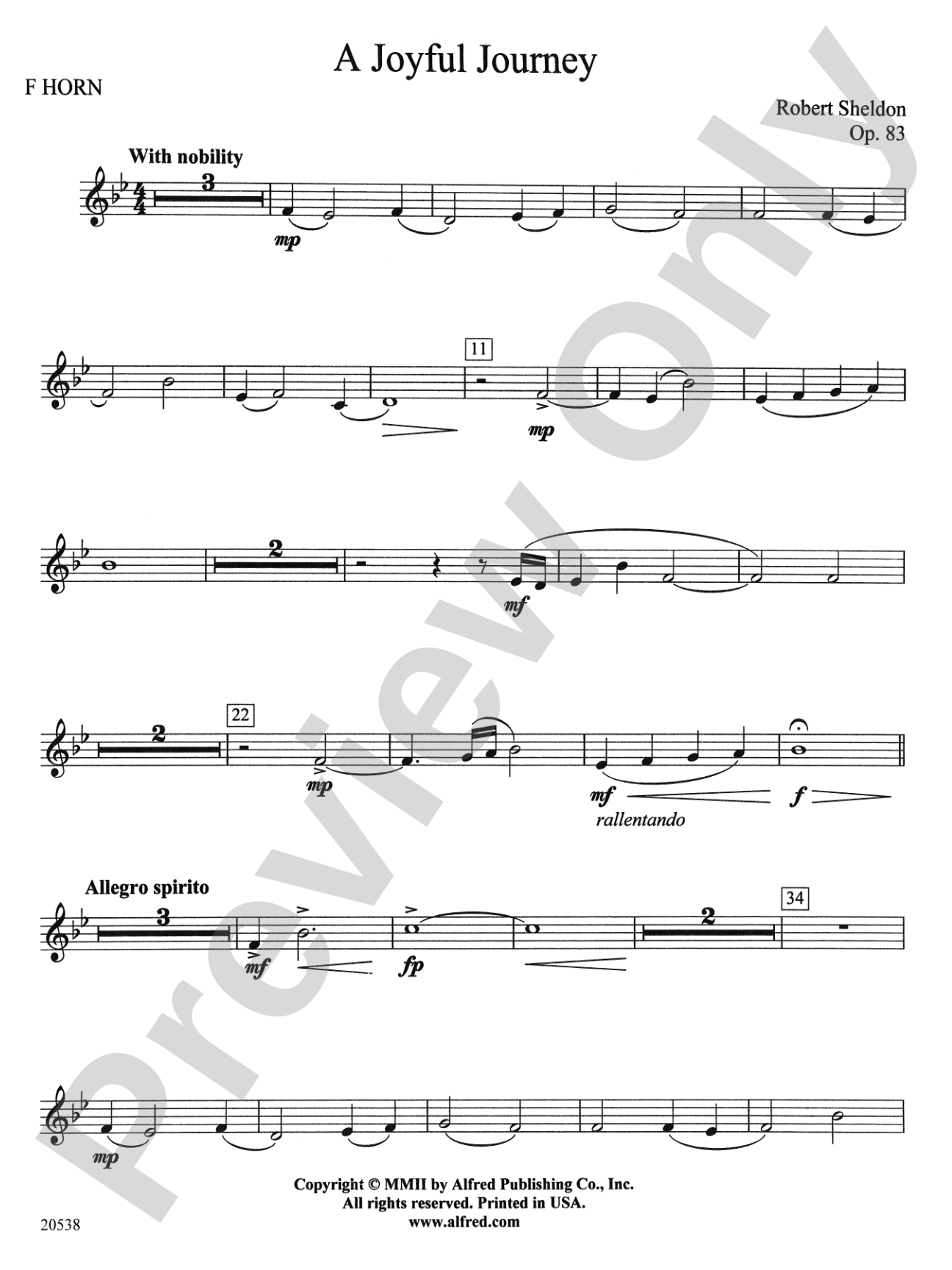 A Joyful Journey: 1st F Horn