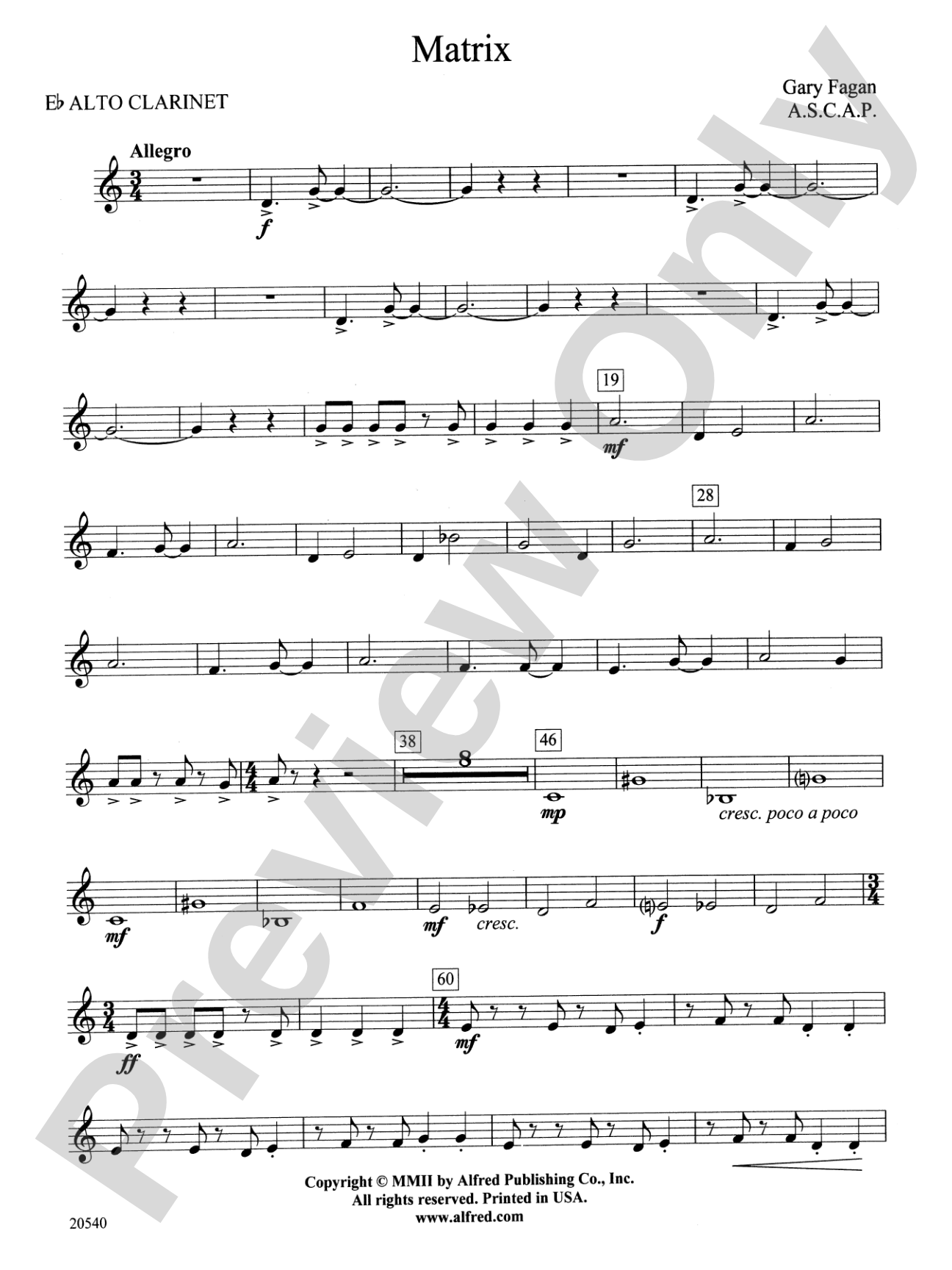 Matrix: E-flat Alto Clarinet