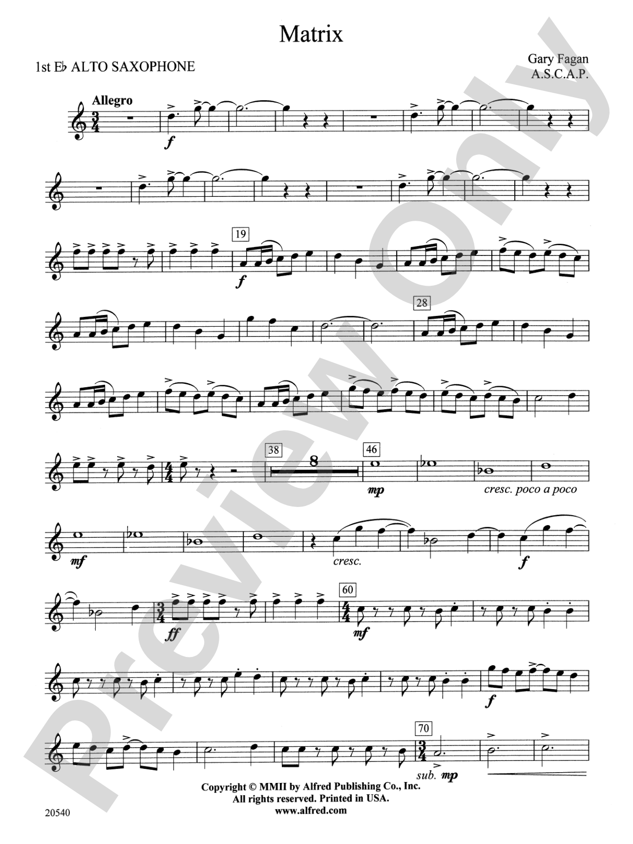 Matrix: E-flat Alto Saxophone