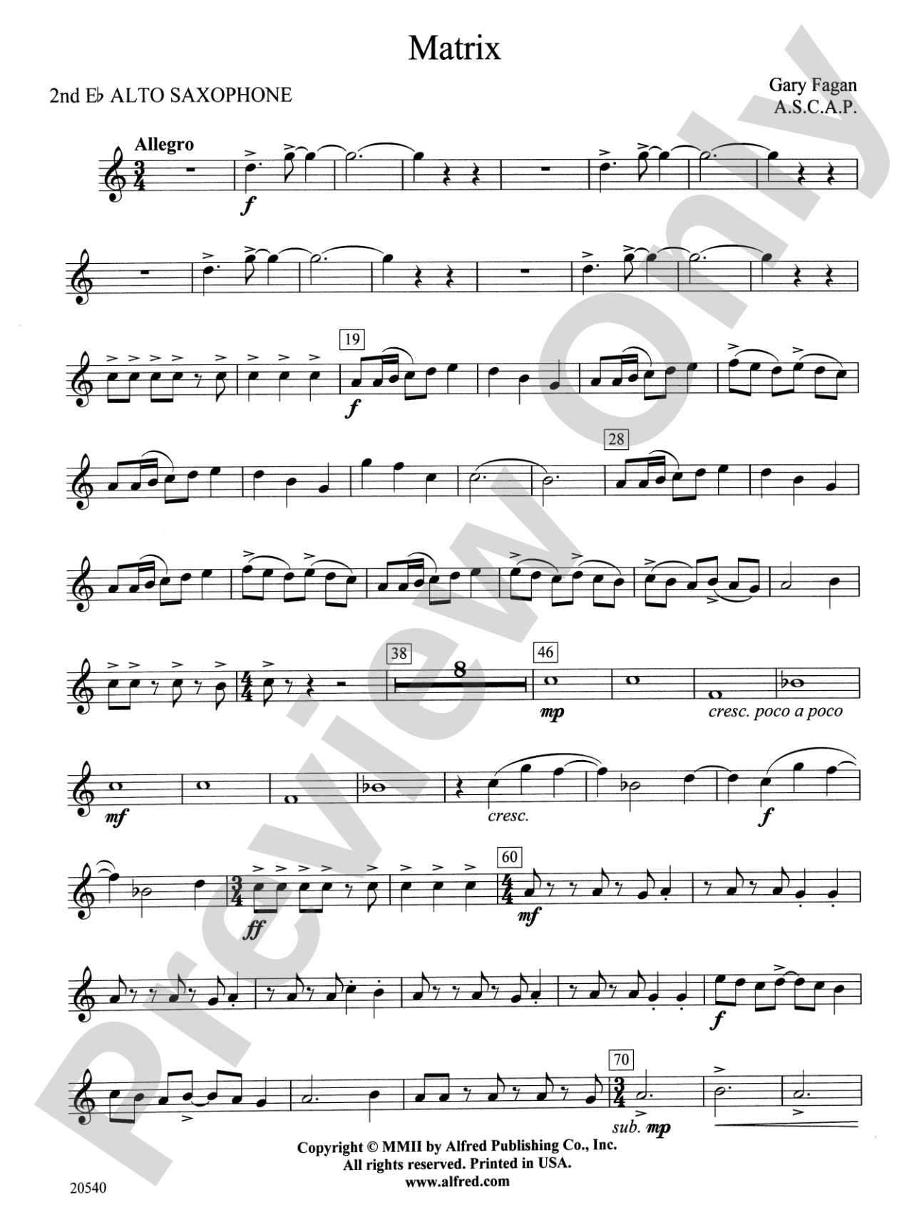 Matrix: 2nd E-flat Alto Saxophone