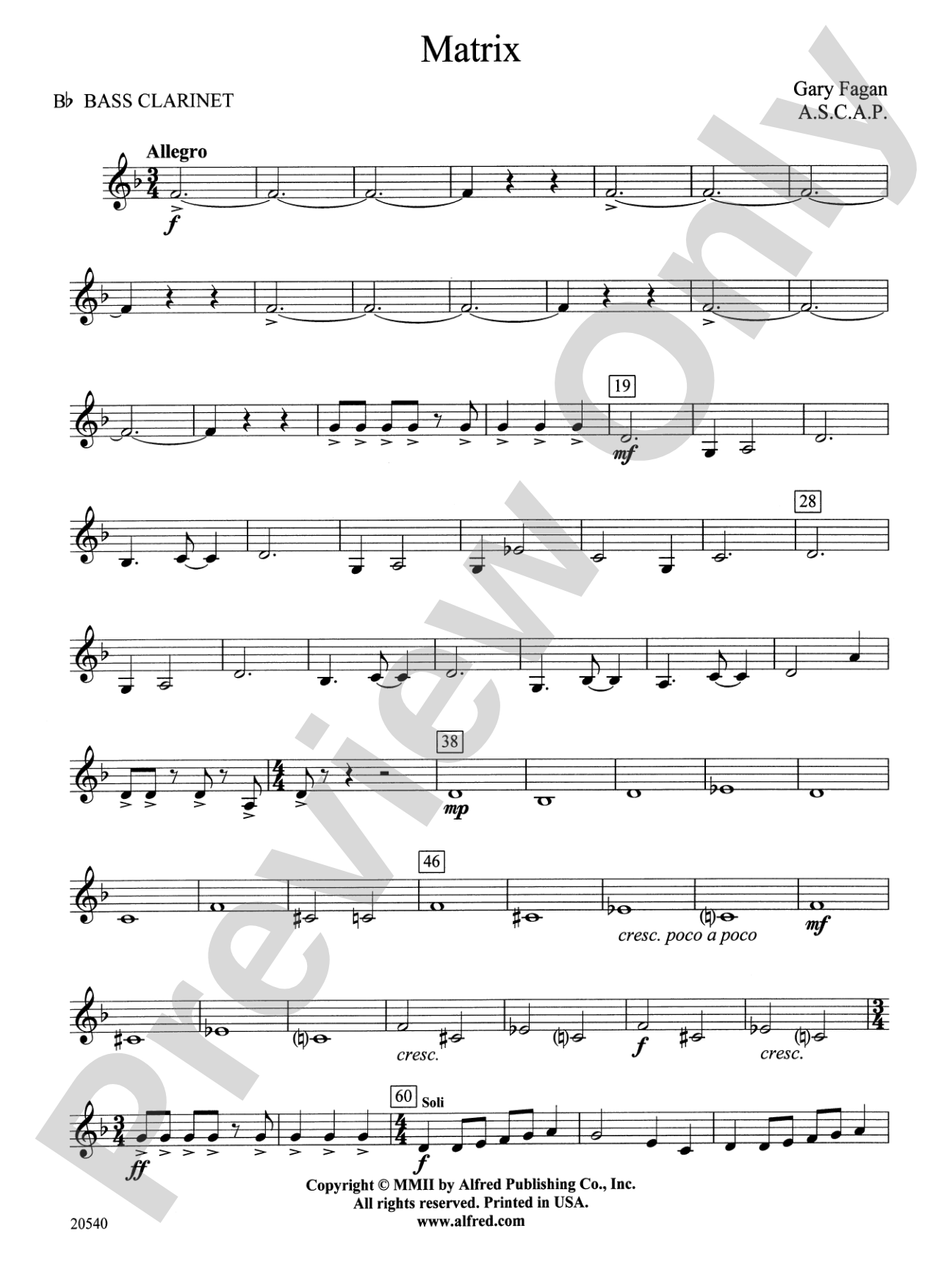 Matrix: B-flat Bass Clarinet