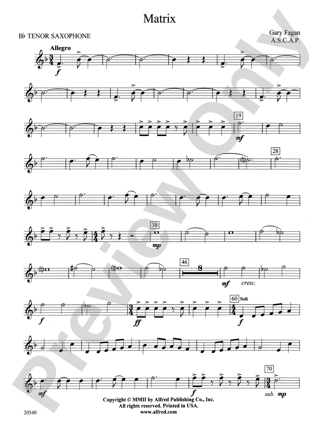 Matrix: B-flat Tenor Saxophone