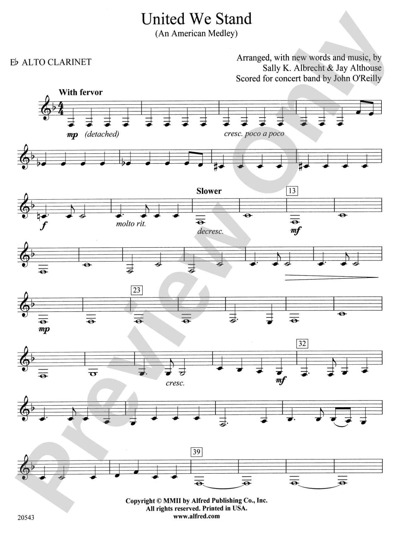 United We Stand (An American Medley): E-flat Alto Clarinet