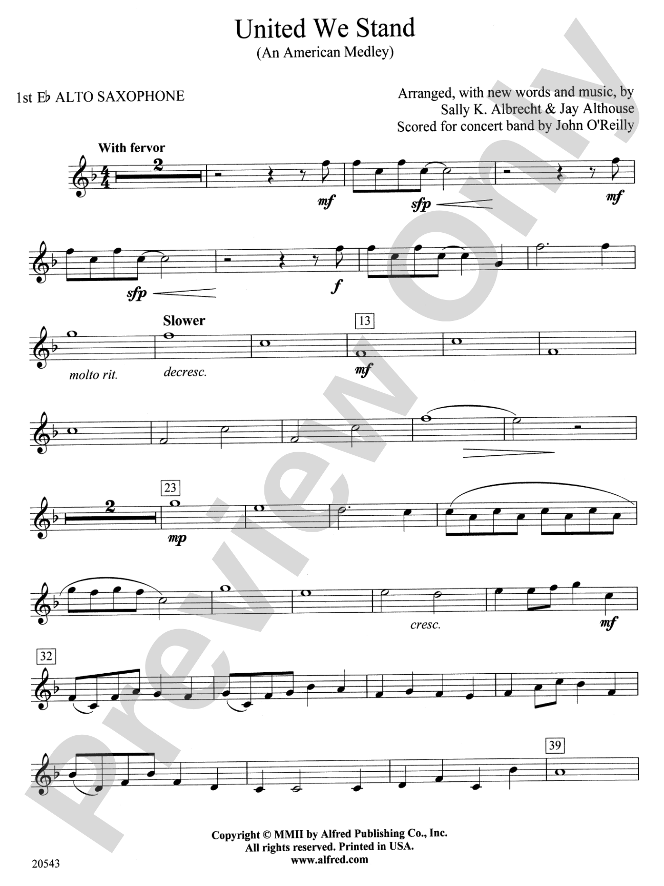 United We Stand (An American Medley): E-flat Alto Saxophone