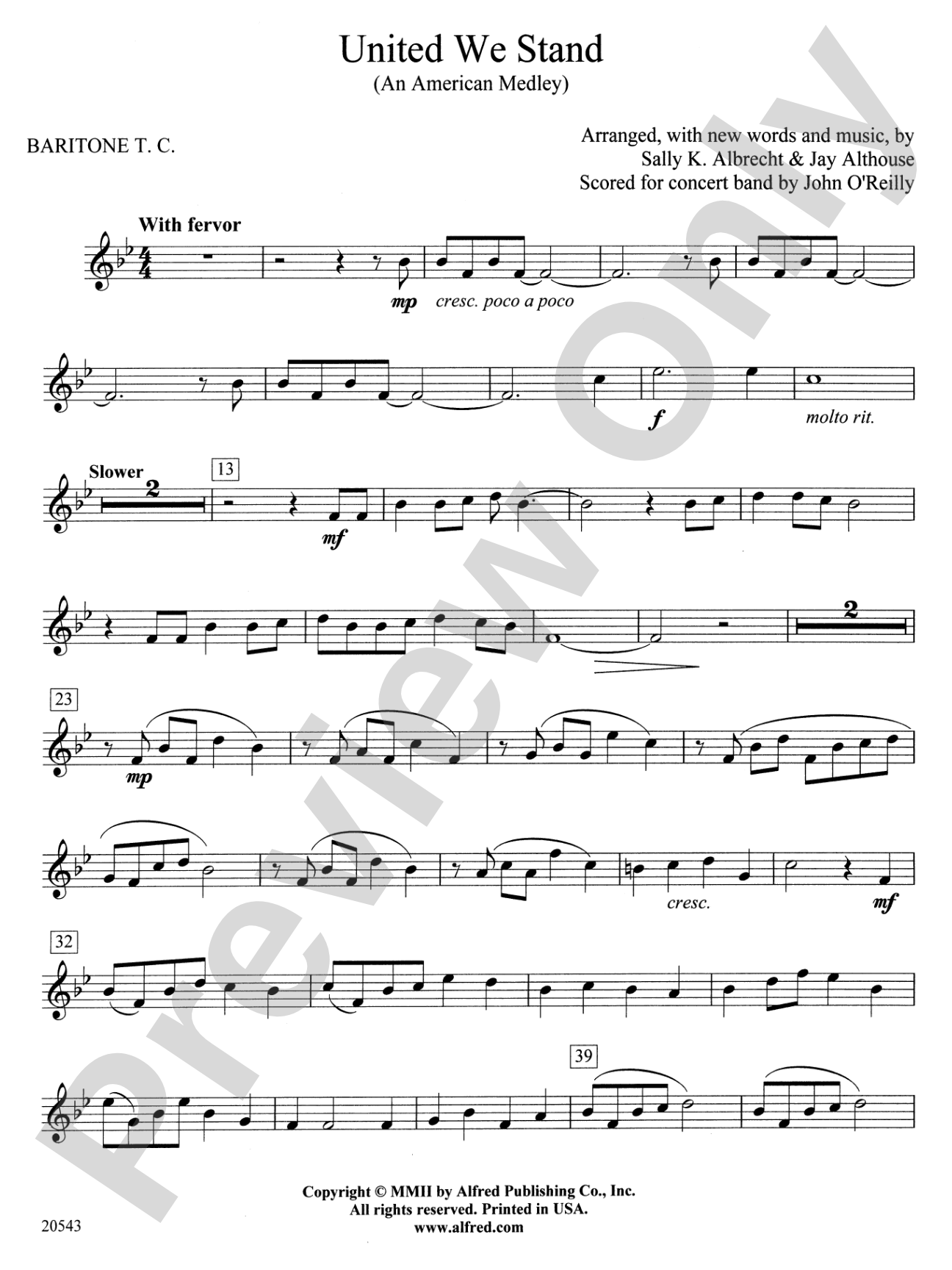 United We Stand (An American Medley): Baritone T.C.