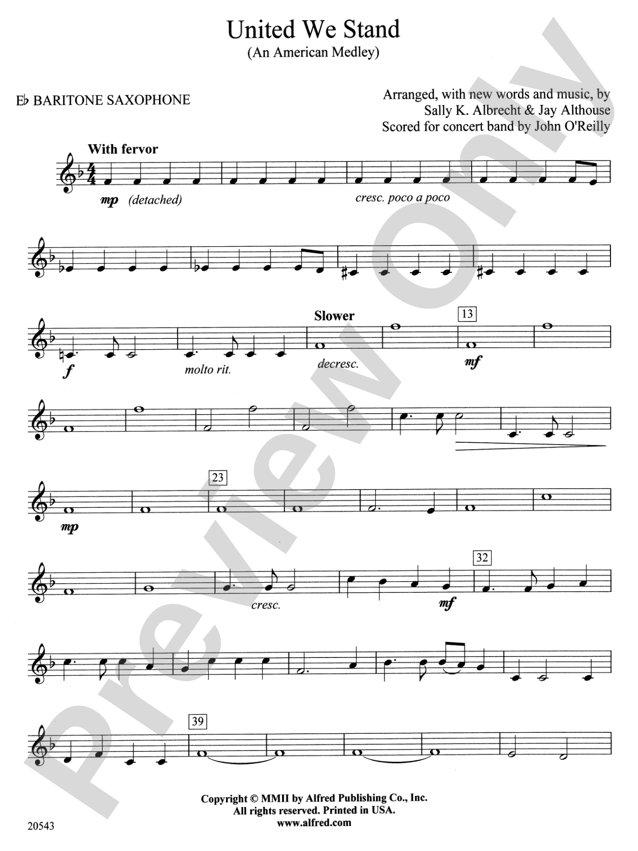 United We Stand (An American Medley): E-flat Baritone Saxophone