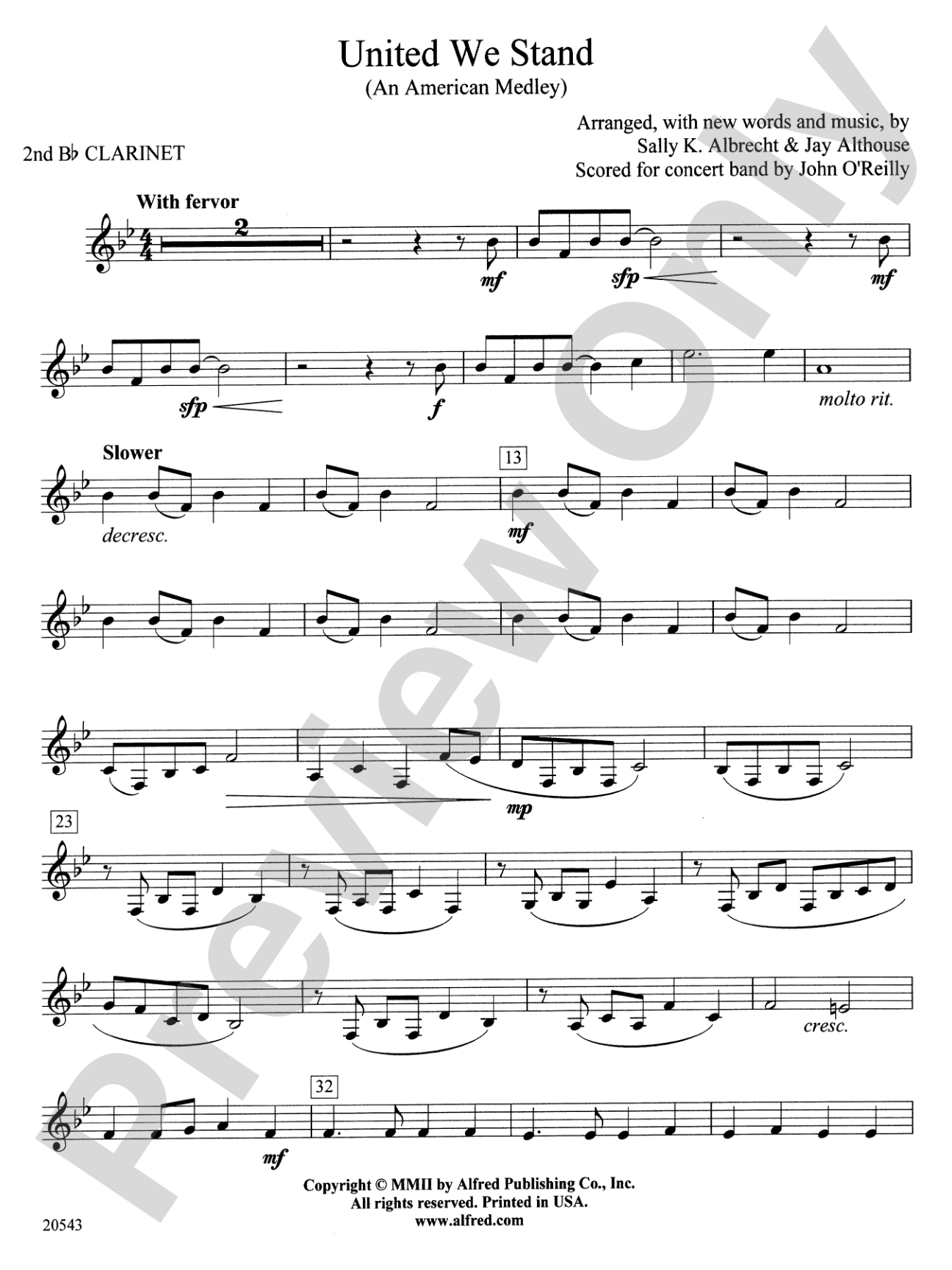 United We Stand (An American Medley): 2nd B-flat Clarinet