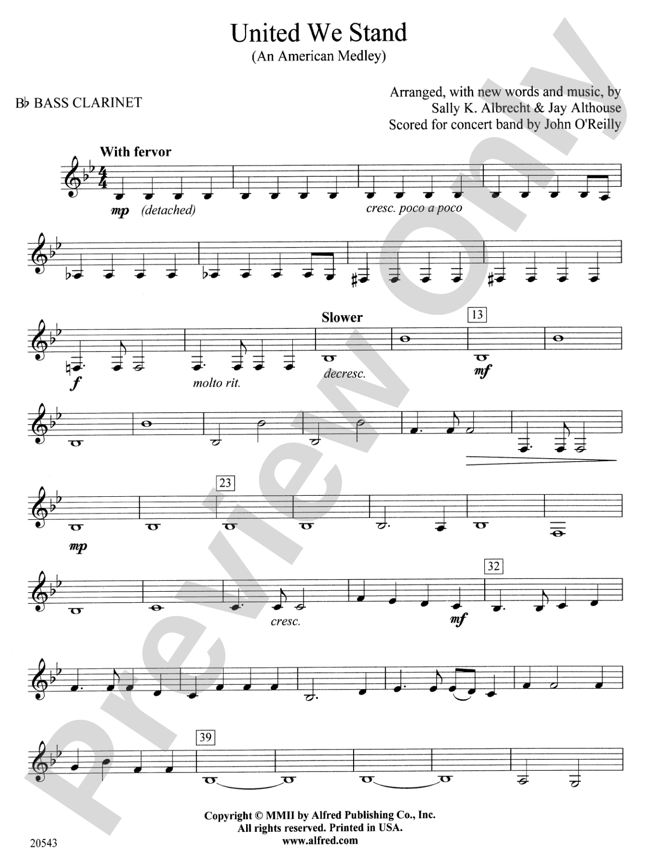 United We Stand (An American Medley): B-flat Bass Clarinet