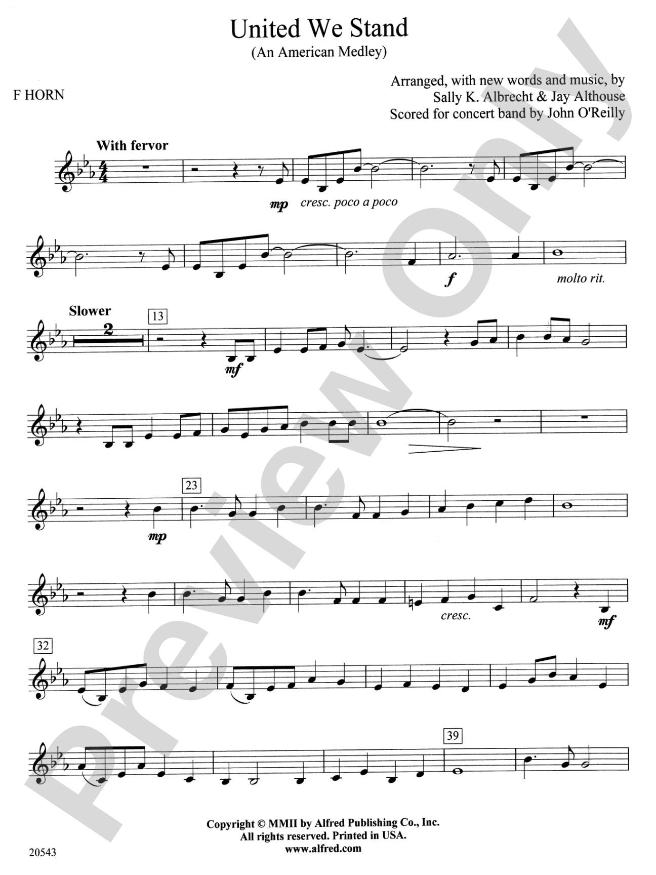 United We Stand (An American Medley): 1st F Horn