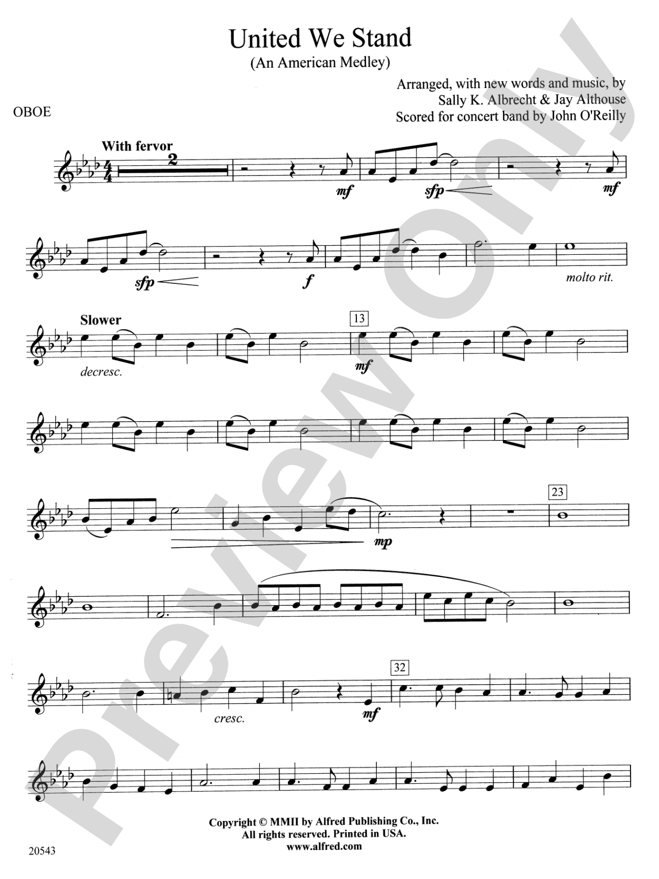 United We Stand (An American Medley): Oboe