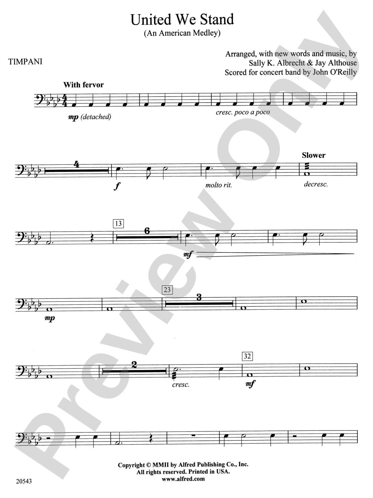 United We Stand (An American Medley): Timpani