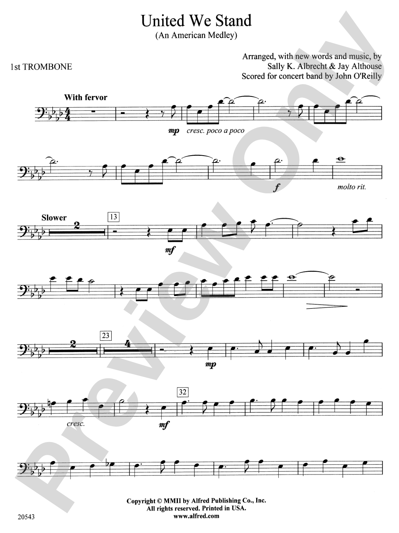 United We Stand (An American Medley): 1st Trombone