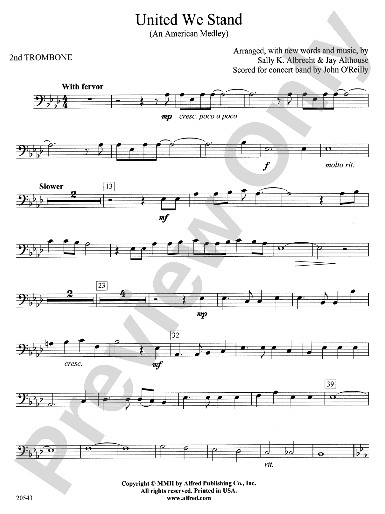 United We Stand (An American Medley): 2nd Trombone