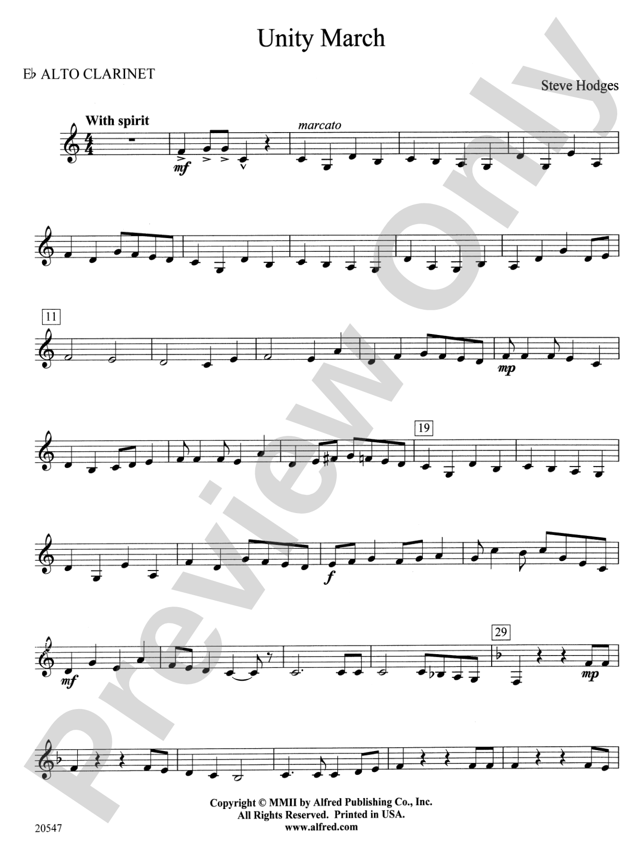 Unity March: E-flat Alto Clarinet